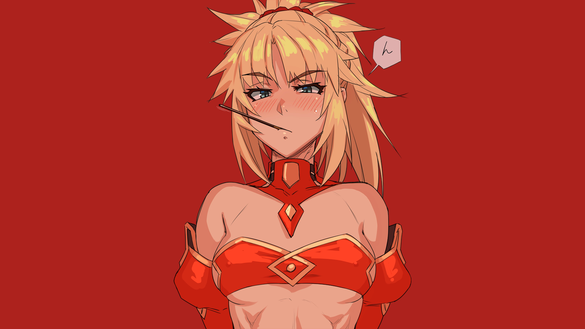 Anime 1920x1080 anime girls simple background ecchi Fate series Fate/Grand Order red blonde small boobs boobs nipples through clothing Fate/Apocrypha  Mordred (Fate/Apocrypha) Pocky