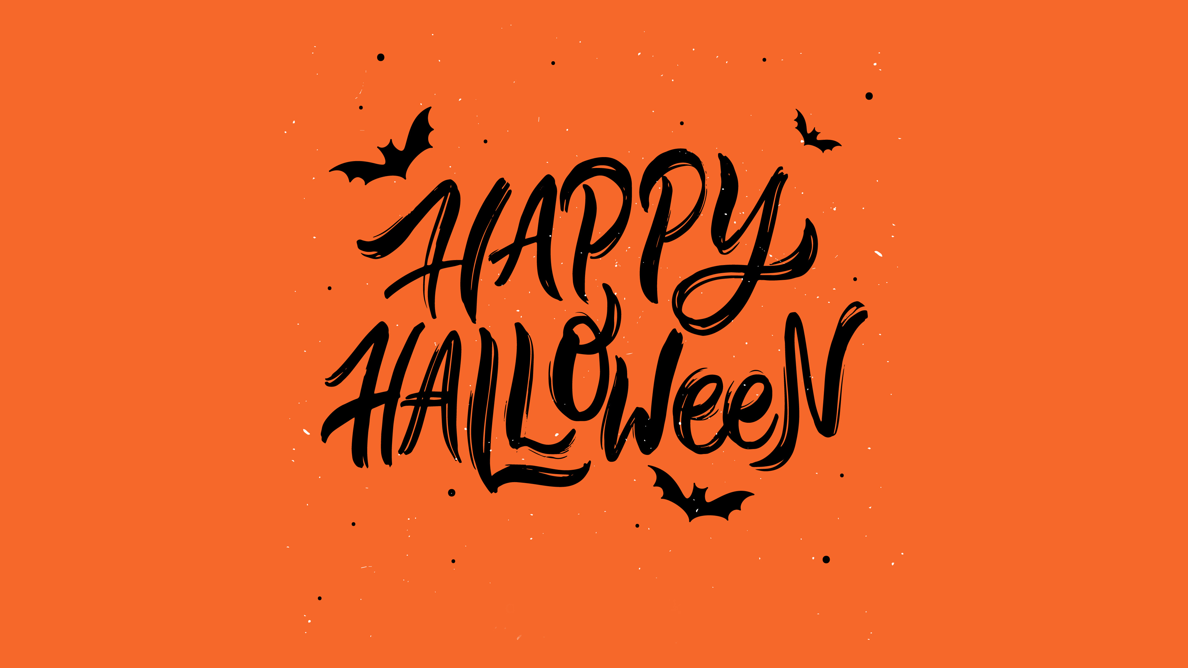 General 3840x2160 Halloween typography orange background quote vector bats text simple background orange