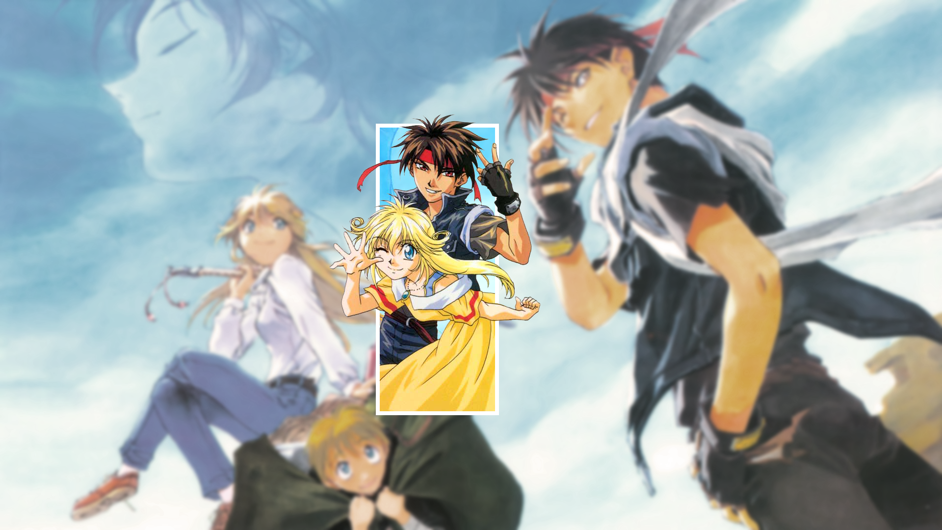 Anime 1920x1080 picture-in-picture anime anime girls anime boys blonde blue eyes dark hair Orphen