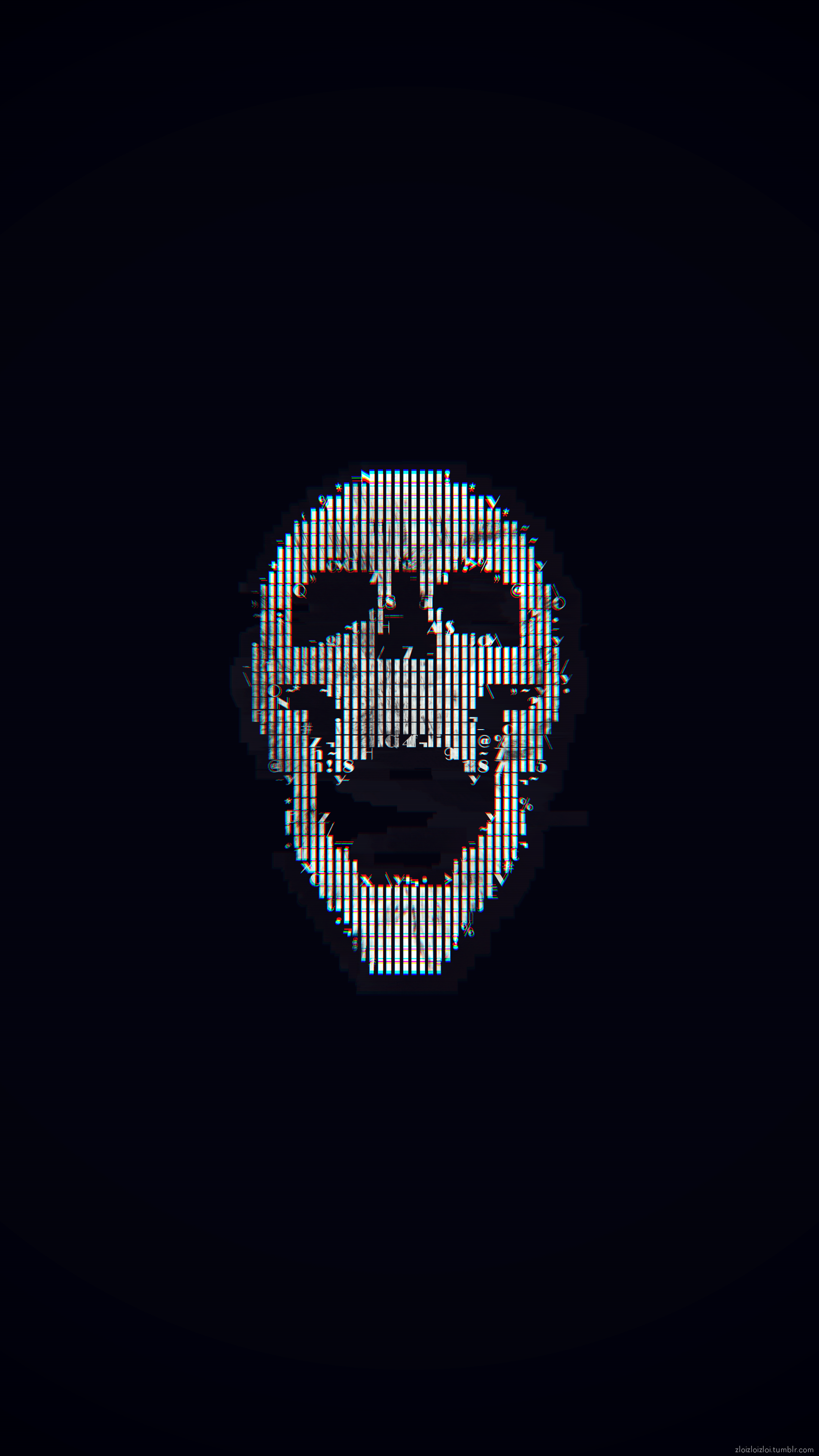 General 2160x3840 glitch art abstract ASCII art skull portrait display digital art simple background black background