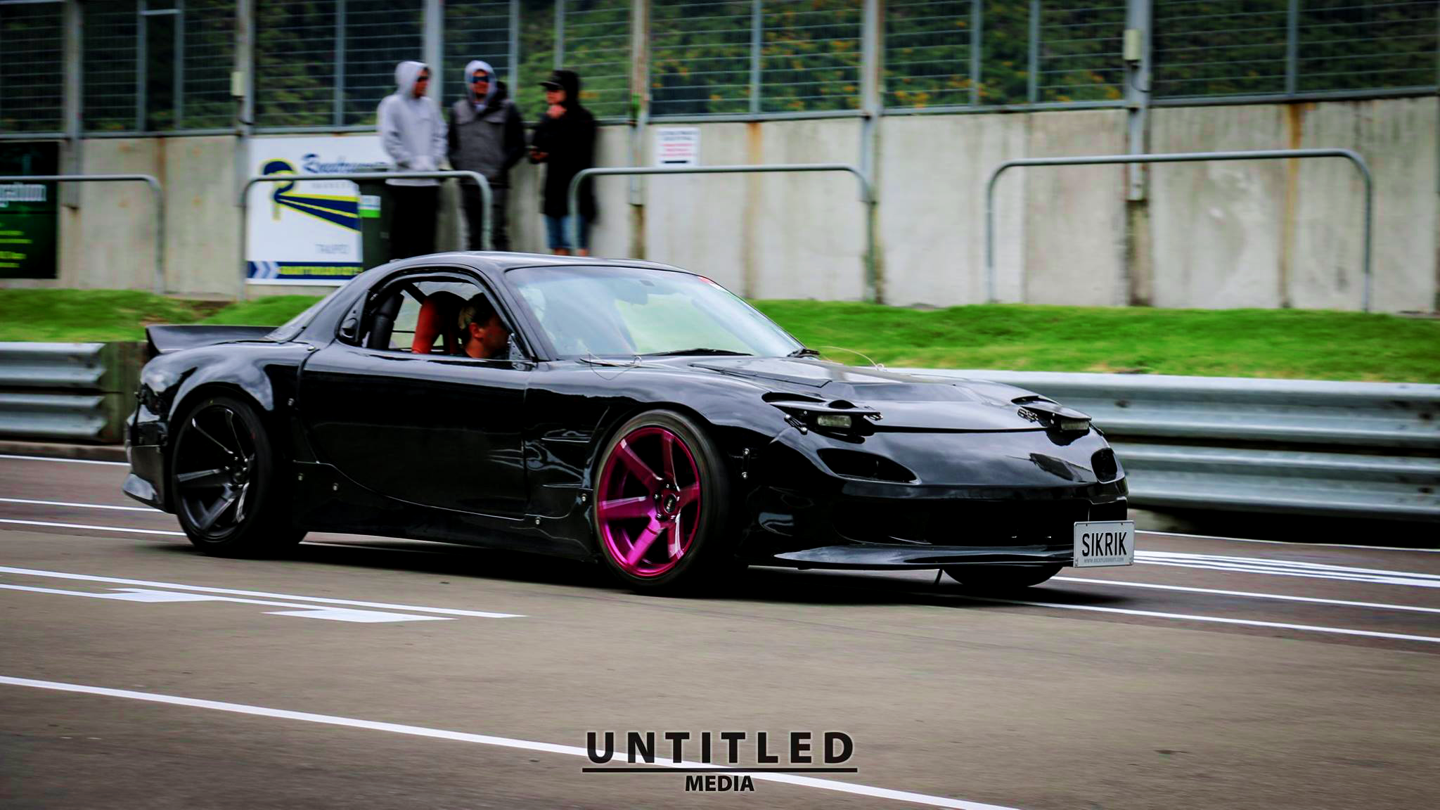 General 2048x1152 Untitled Media Japanese cars photography car vehicle black cars pop-up headlights Mazda RX-7 colored wheels