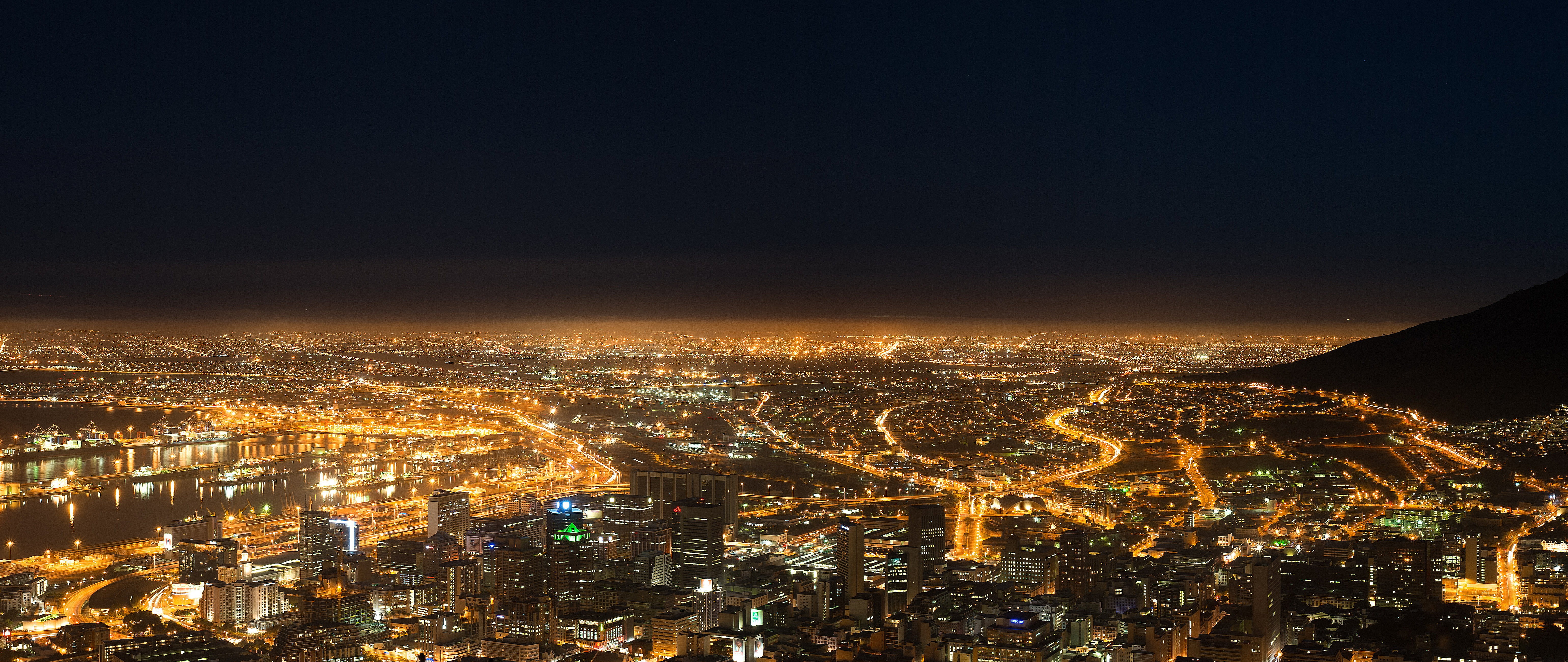 General 6160x2601 street light city Cape Town night cityscape city lights South Africa