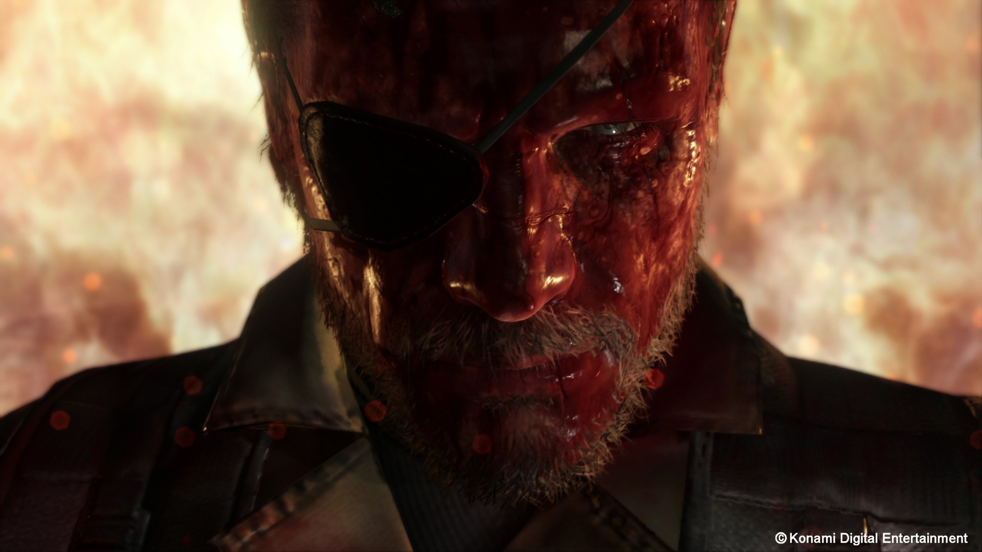 General 1920x1080 Metal Gear Solid V: The Phantom Pain Metal Gear Solid blood konami eyepatches video game characters video game men watermarked face men