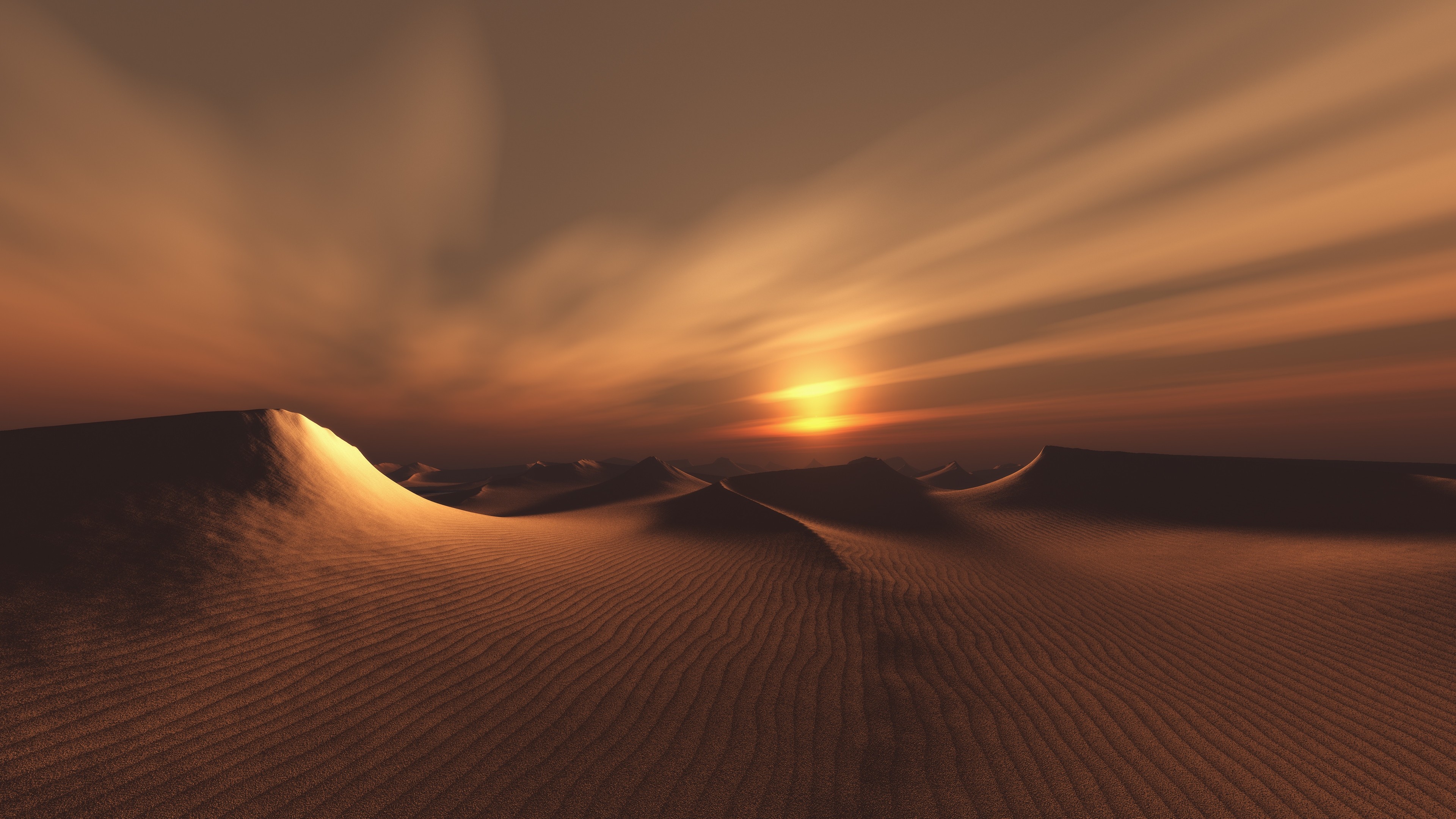 General 3840x2159 desert digital art CGI landscape nature sky sunlight dunes