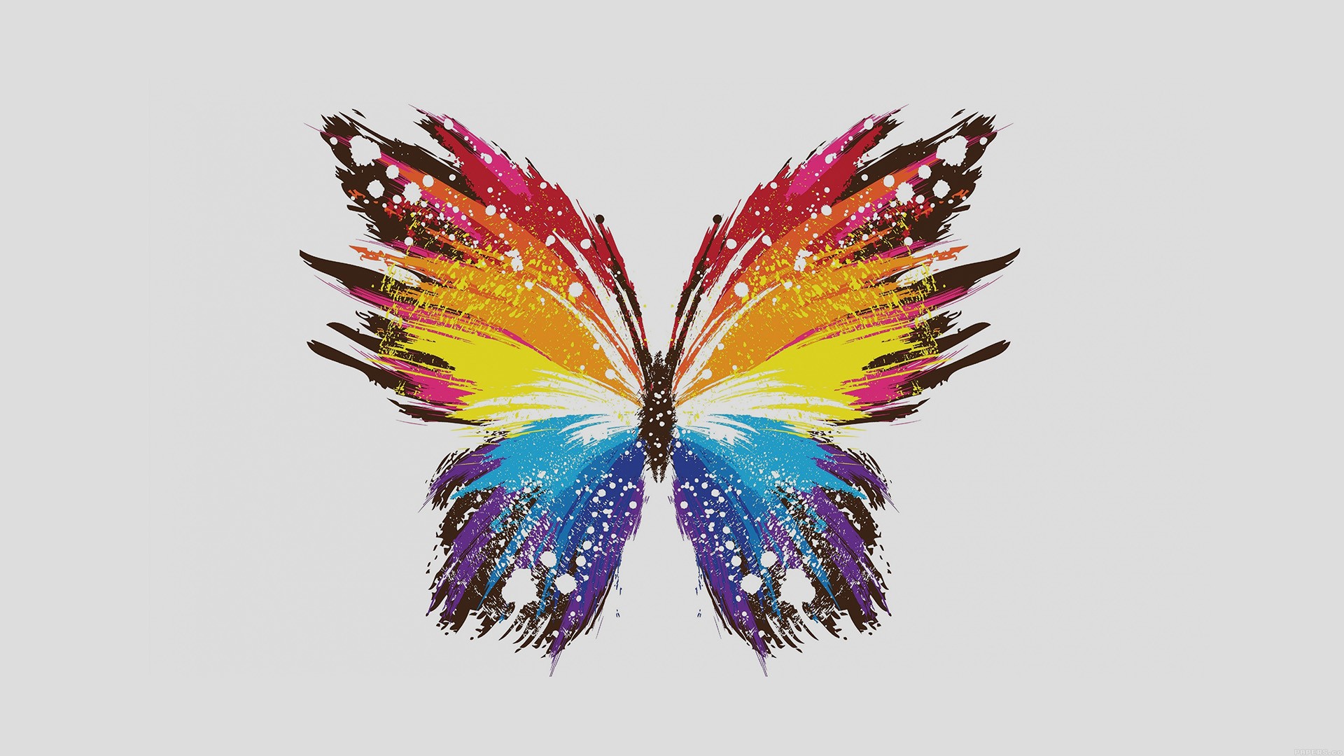 General 1920x1080 digital art simple background minimalism butterfly paint splatter wings colorful white background animals insect artwork