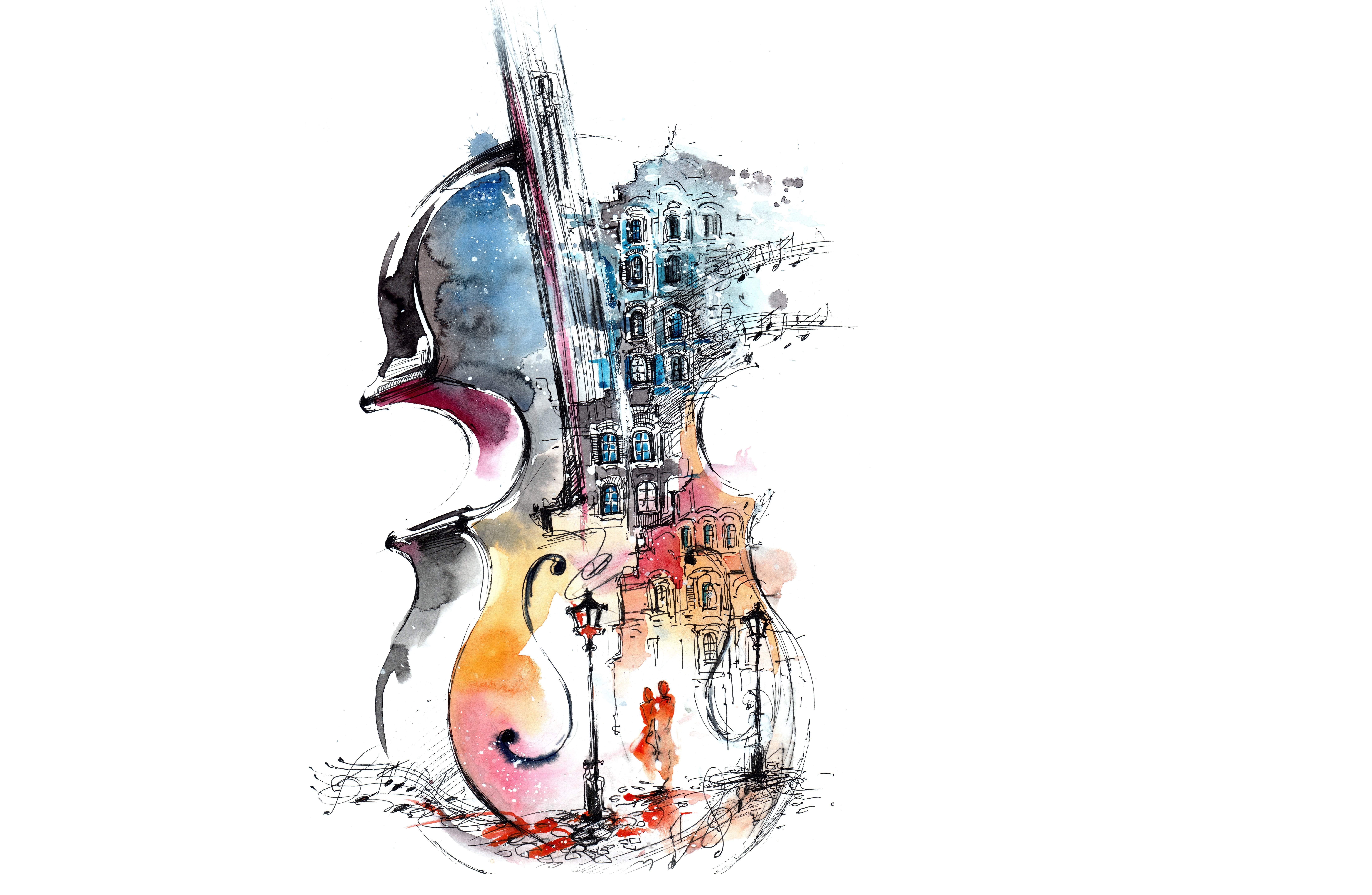 General 8789x5733 artwork painting cello musical instrument music white background simple background