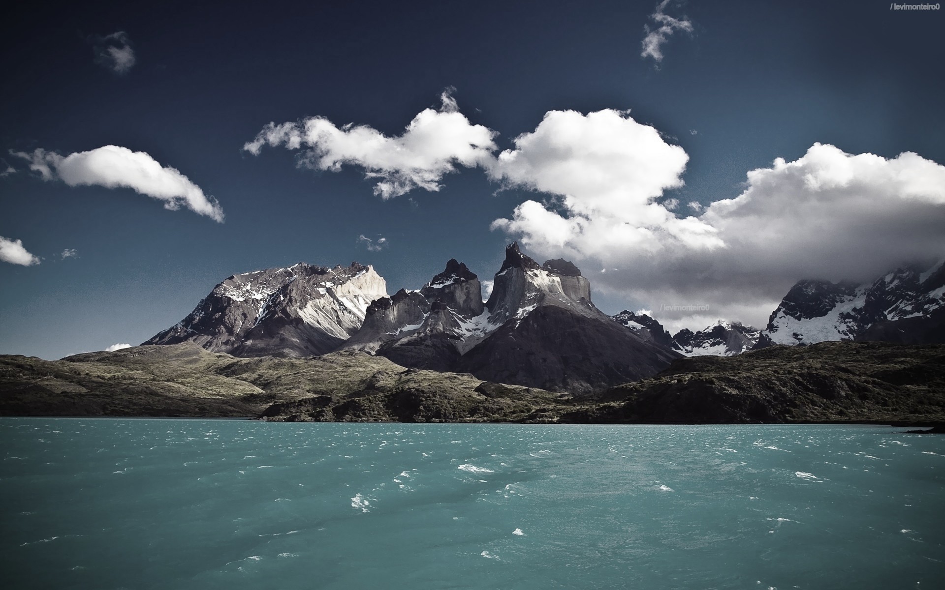 General 1920x1200 nature Torres del Paine sky blue mountains sea landscape Chile South America clouds water