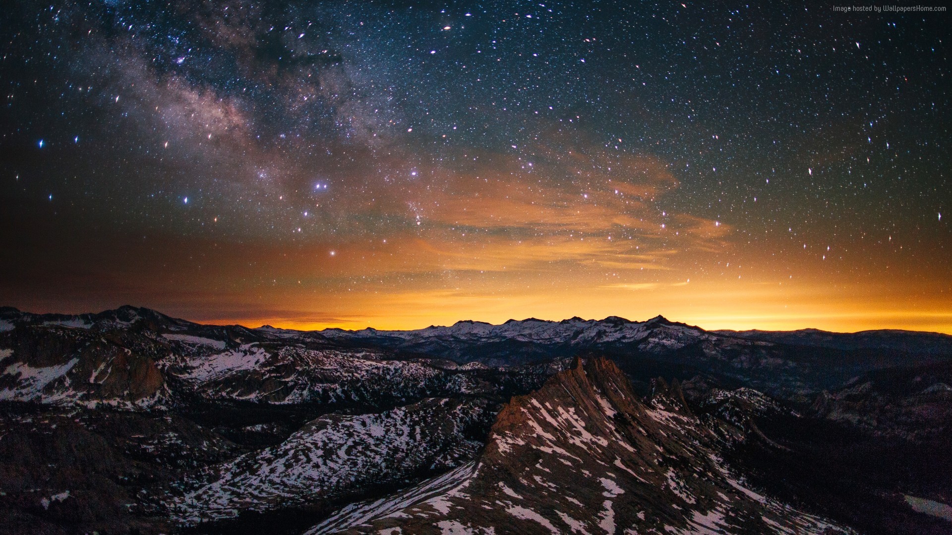 General 1920x1080 nature landscape sunset mountains Milky Way starry night skyscape sky stars