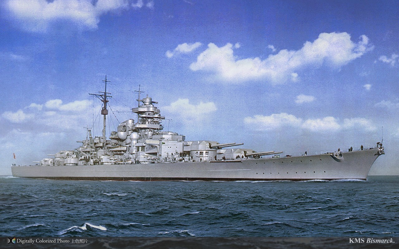 General 1280x800 war World War II ship military Bismarck (ship) watermarked colorization colorized photos Kriegsmarine photography Battleships warship