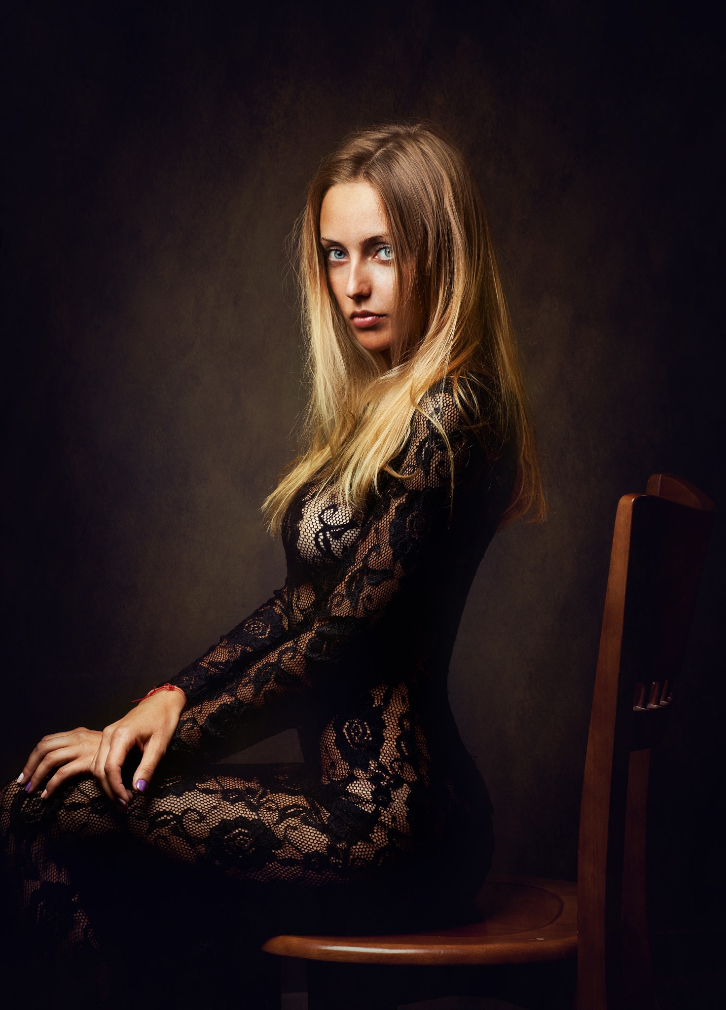 People 1472x2048 Zachar Rise sitting women chair blonde long hair portrait model 500px see-through clothing low light portrait display simple background