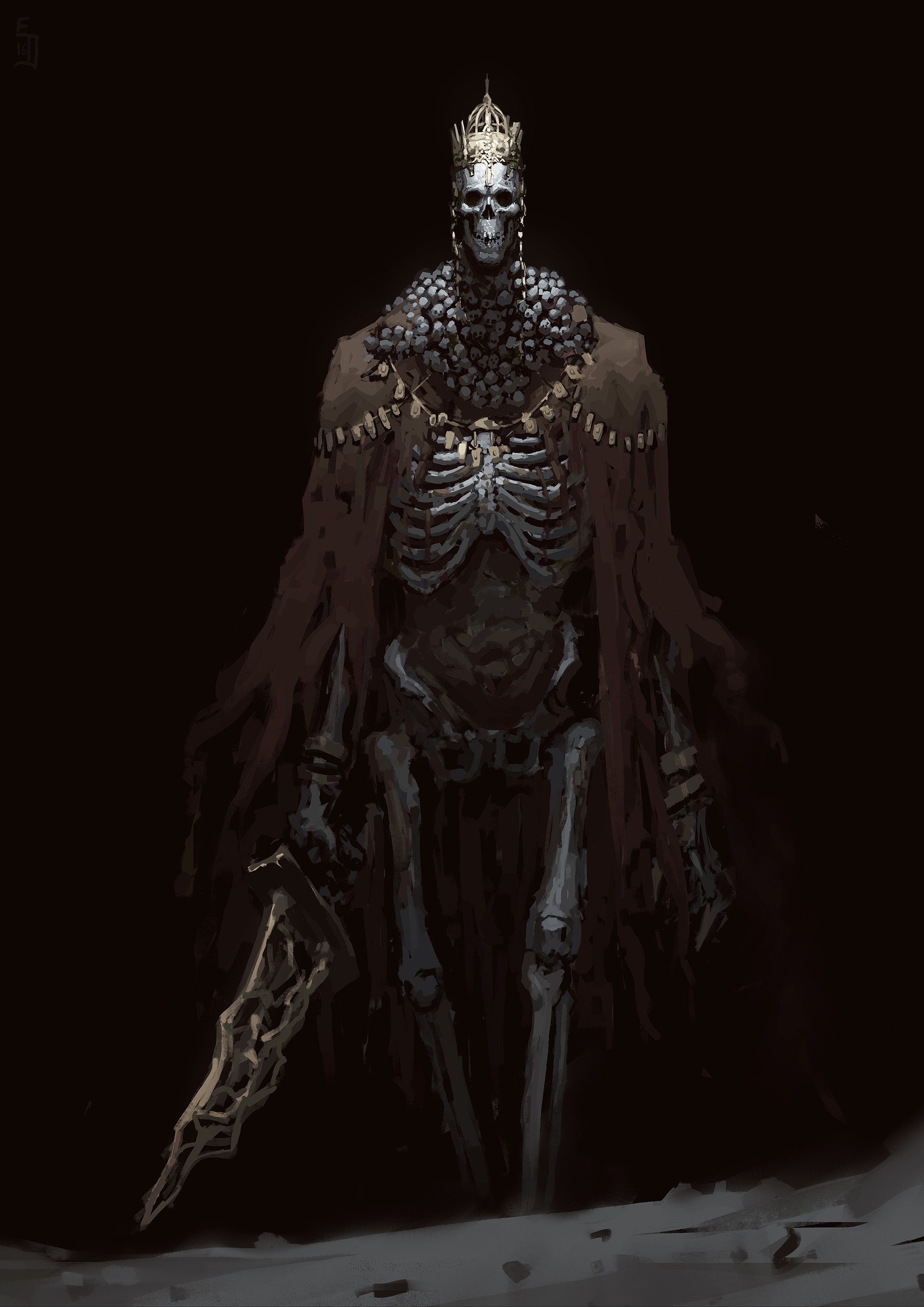 General 1890x2673 skeleton Edward Delandre drawing king sword Dark Souls III