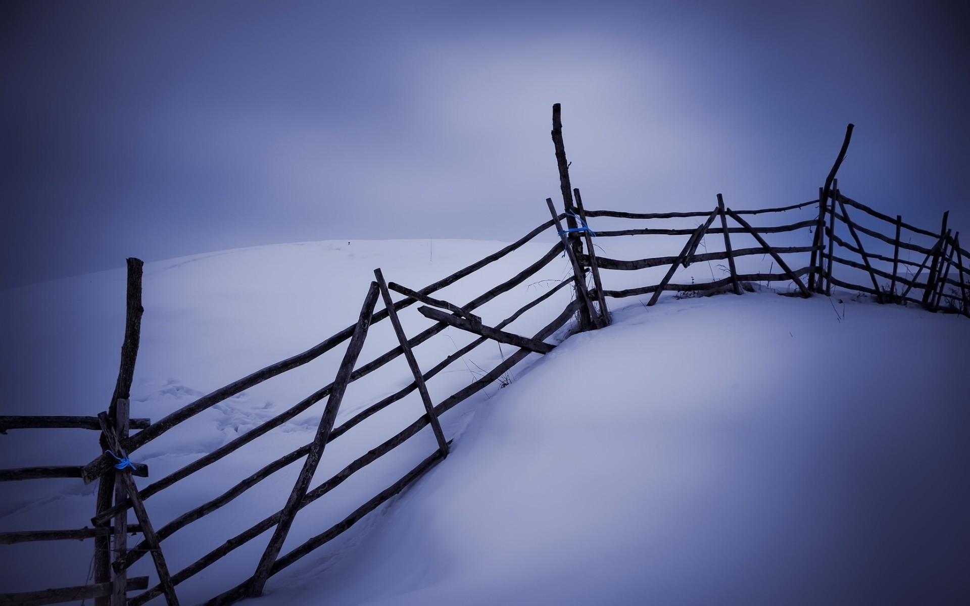 General 1920x1200 fence cold snow ice winter landscape hills overcast violet
