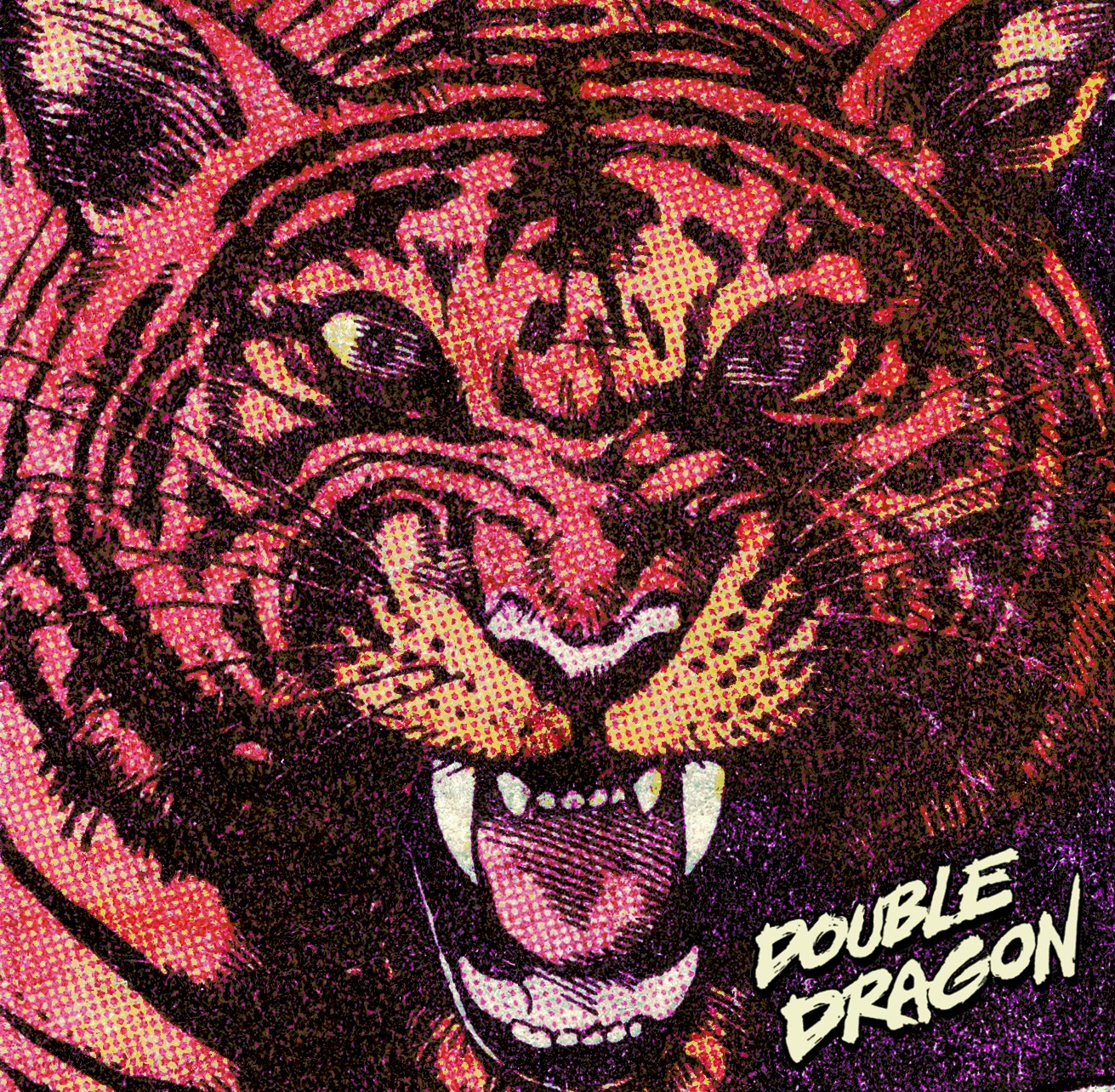 General 1311x1284 New Retro Wave tiger Double Dragon synthwave France red animals mammals fangs big cats