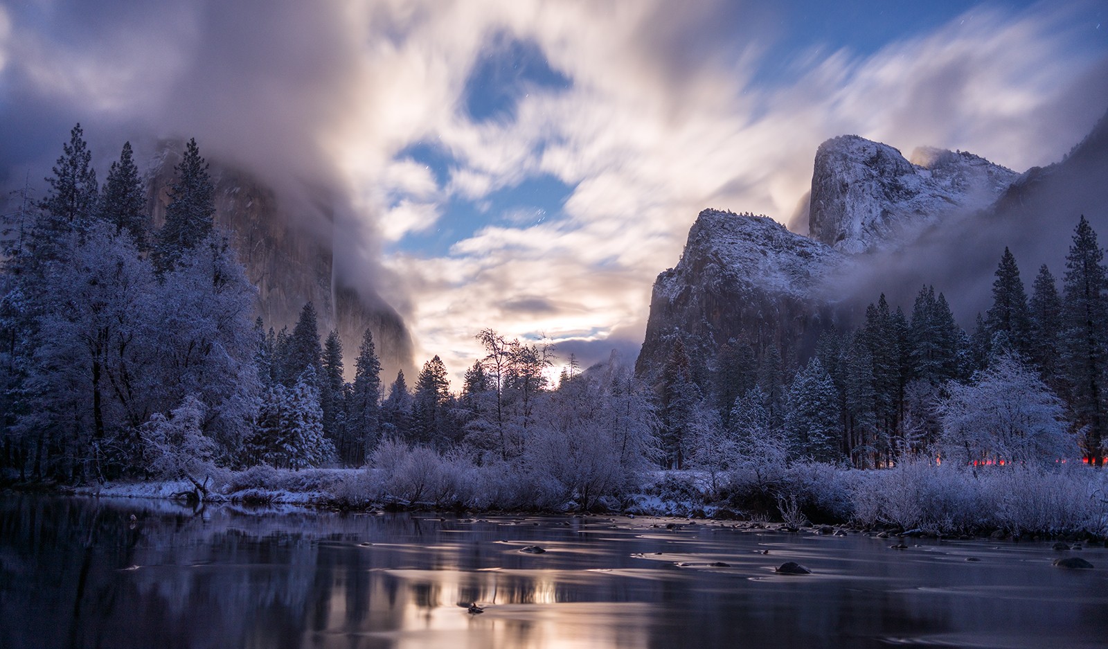 General 1600x937 mountains Yosemite National Park winter frost snow trees clouds landscape national park El Capitan nature cold outdoors