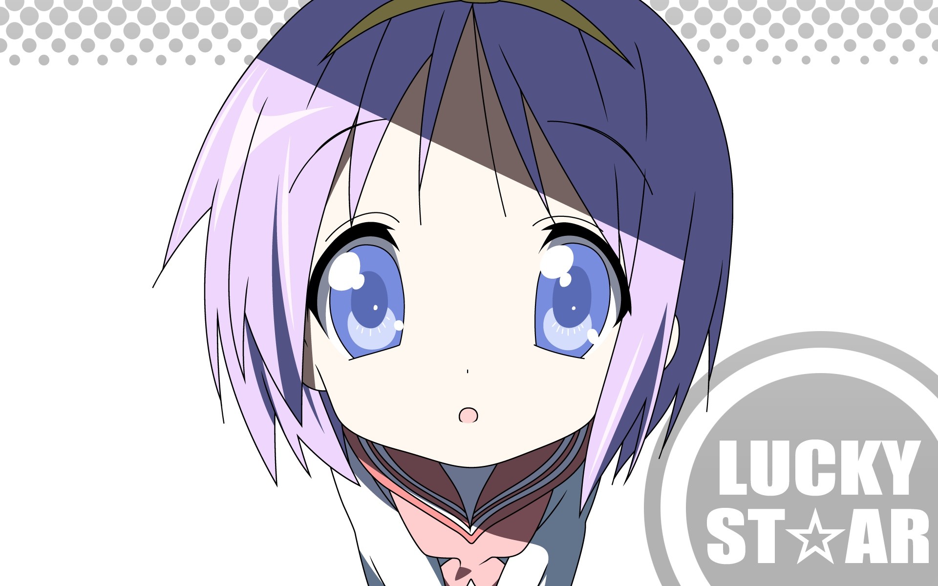 Anime 1920x1200 anime anime girls Lucky Star white background face blue eyes purple hair