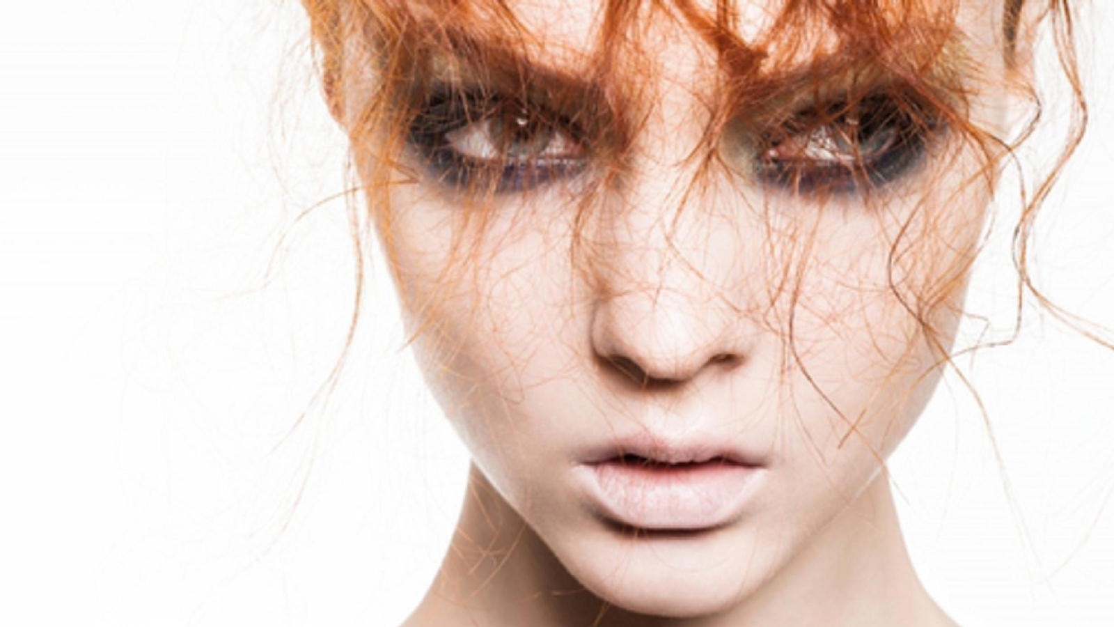 People 1600x900 women model face hair in face redhead