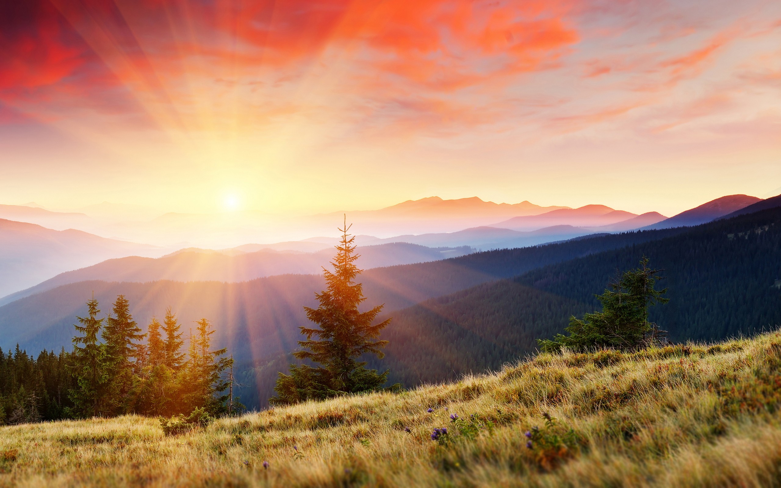 General 2560x1600 landscape nature mountains sun rays clouds sunlight outdoors
