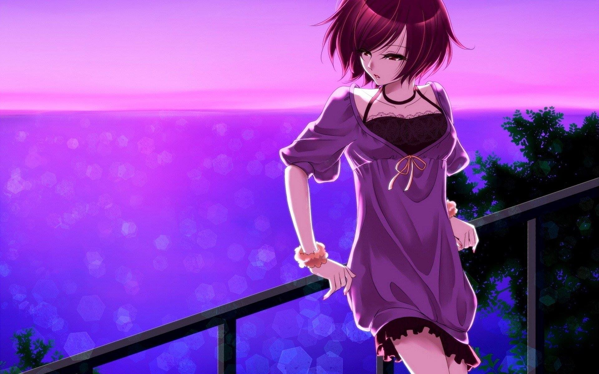 Anime 1920x1200 Meiko (vocaloid) Vocaloid anime anime girls sea purple