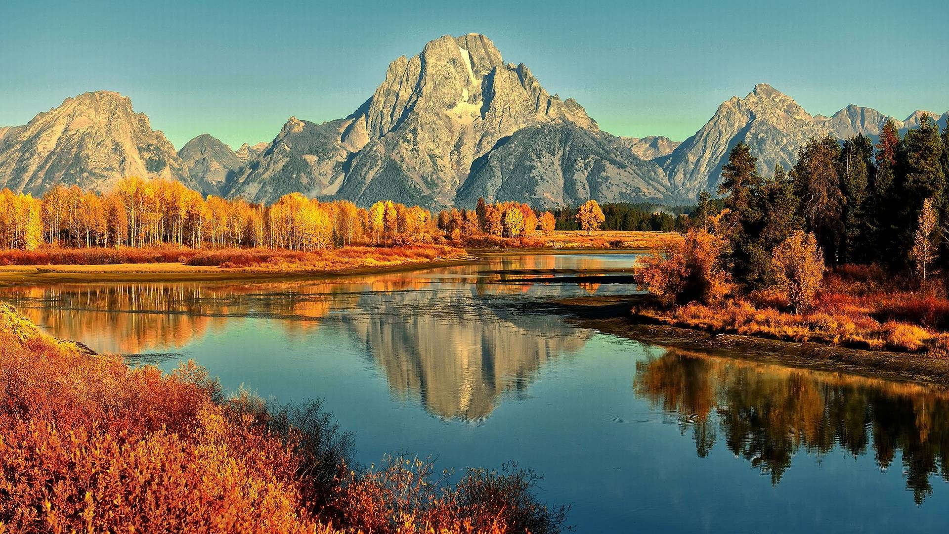 General 1920x1080 nature landscape mountains water river reflection fall