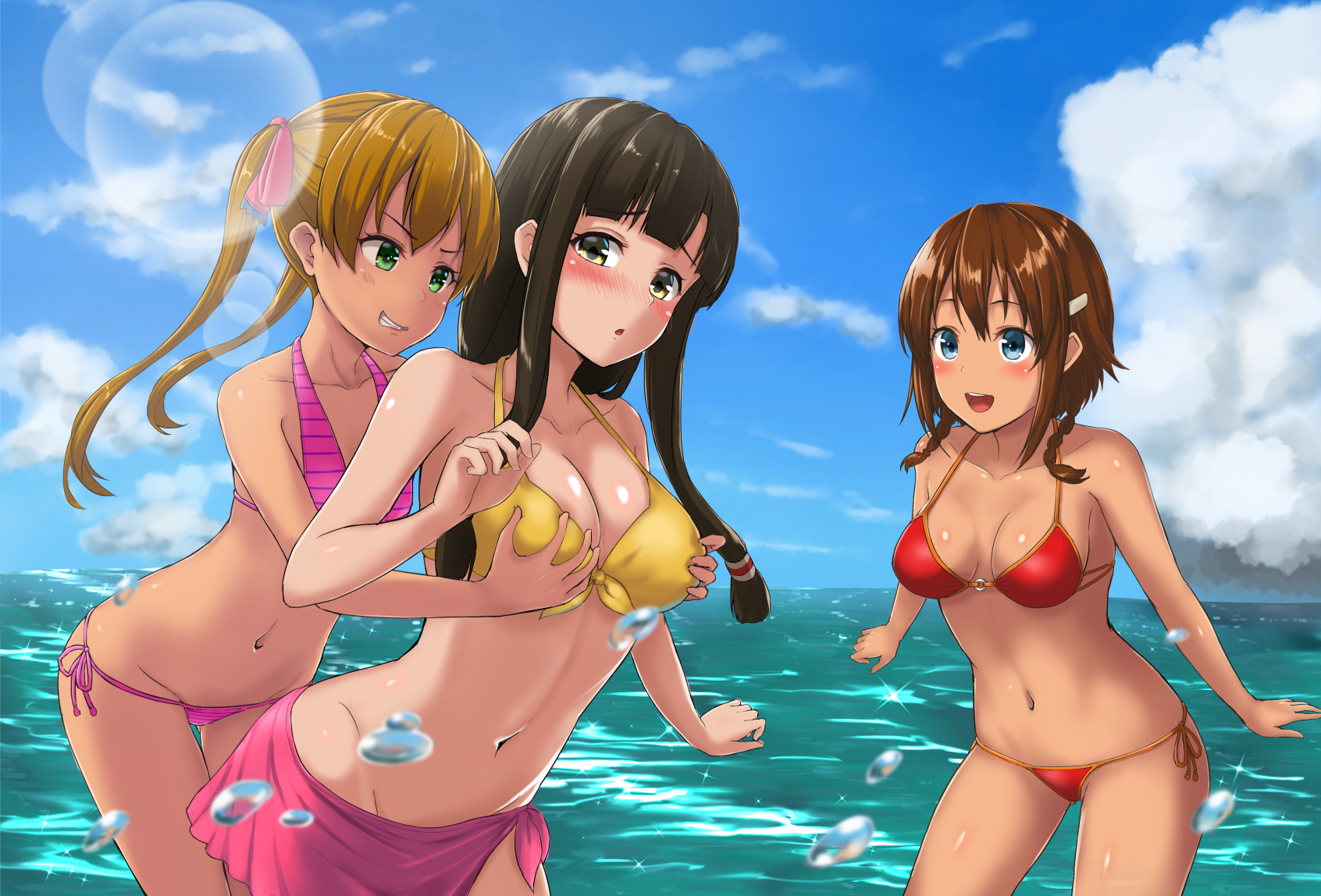 Anime 1692x1148 anime anime girls sea water sky clouds bikini Suisei no Gargantia