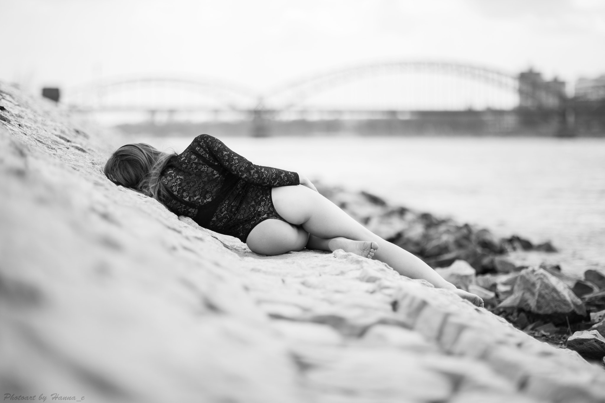People 2048x1365 monochrome Rhine river ass women outdoors women model 500px lying on side