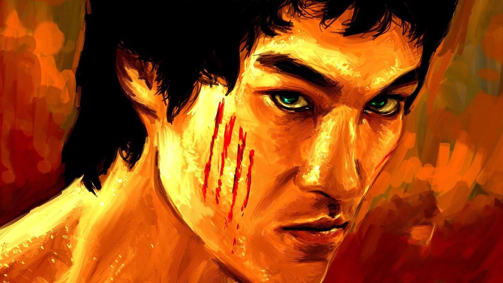 General 1920x1080 Bruce Lee artwork blood actor Chinese men