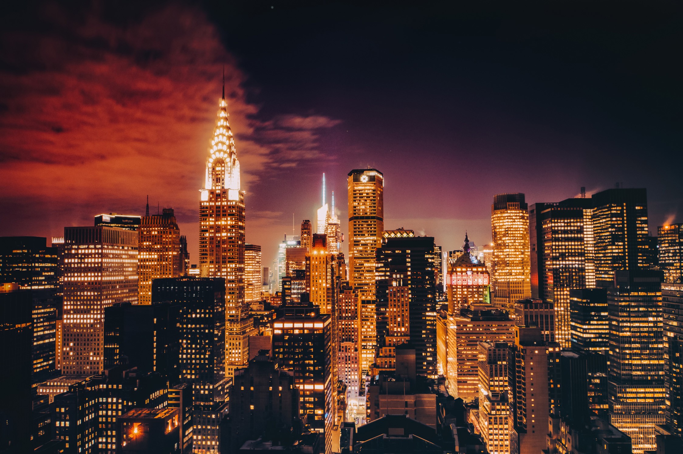 General 2248x1494 lights USA twilight Manhattan Chrysler Building New York City cityscape