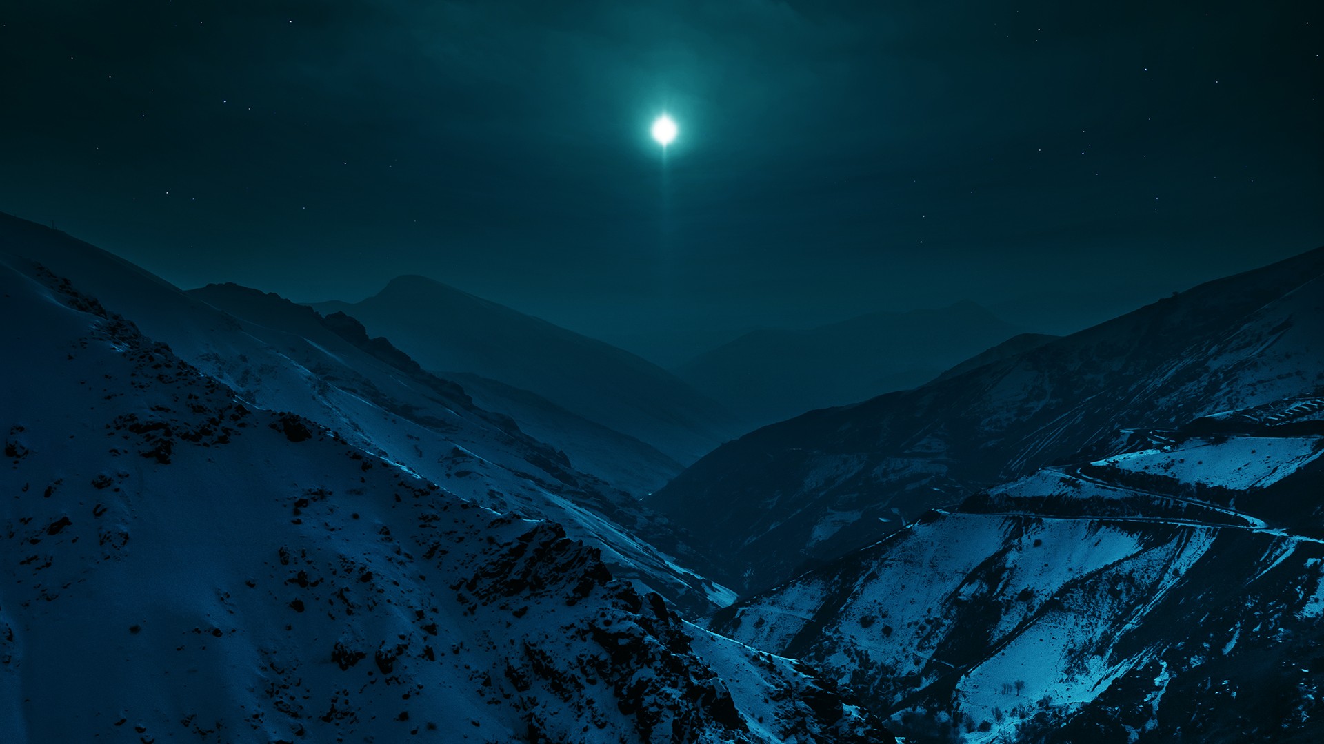 General 1920x1080 mountains snow moonlight night