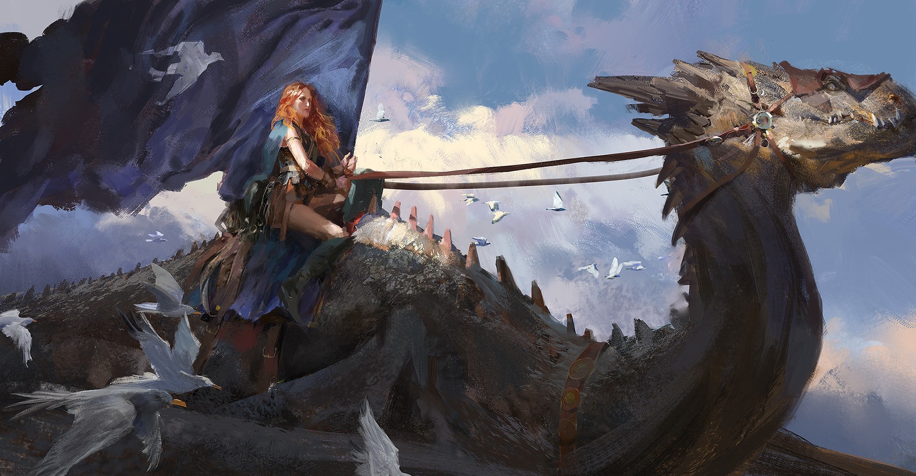 General 1800x935 dragon fantasy art creature fantasy girl