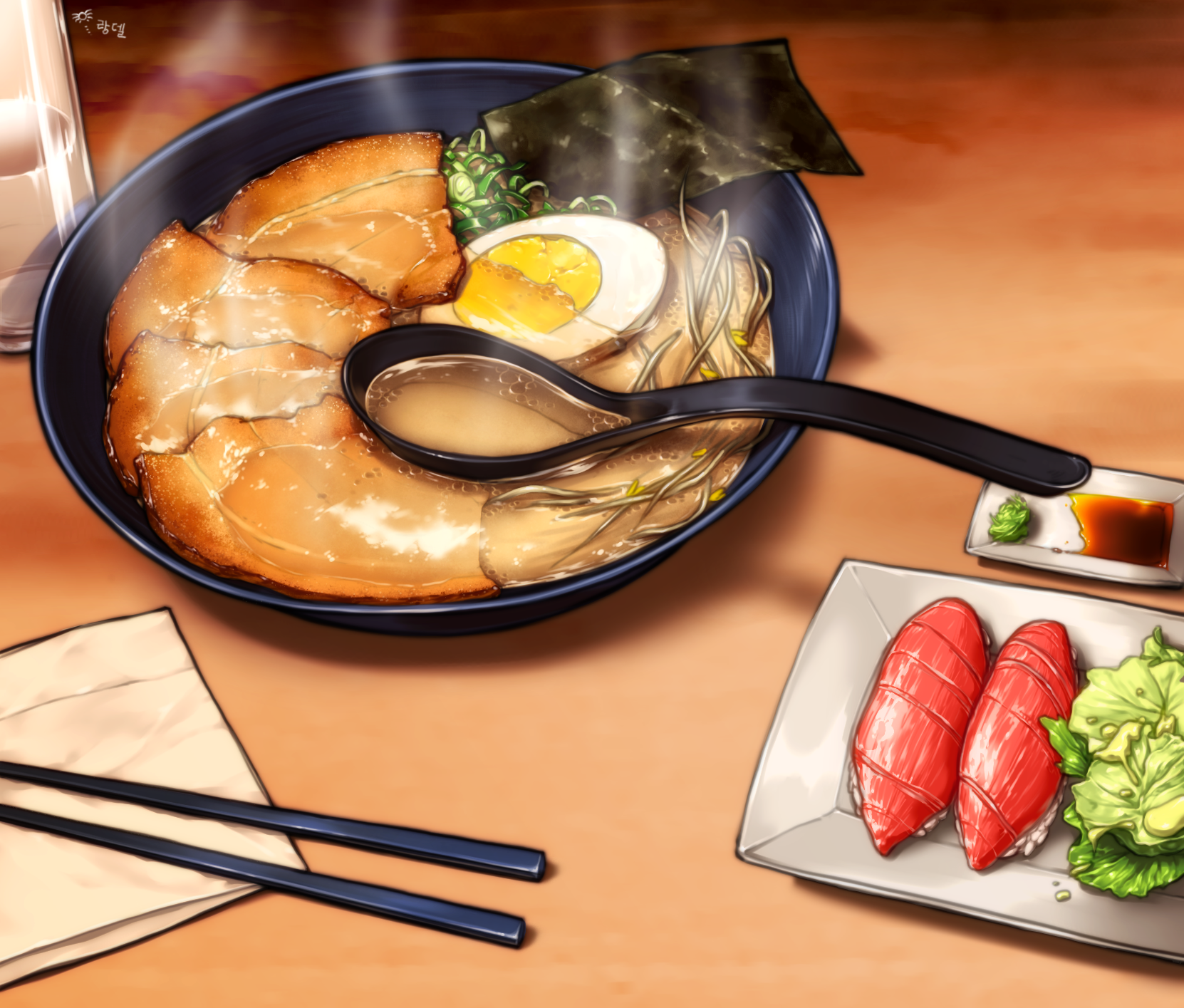 Anime 1662x1415 anime food sushi