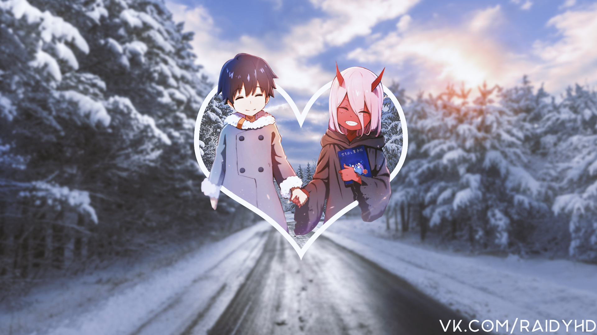 Anime 1920x1080 anime girls anime Zero Two (Darling in the FranXX) winter picture-in-picture Darling in the FranXX