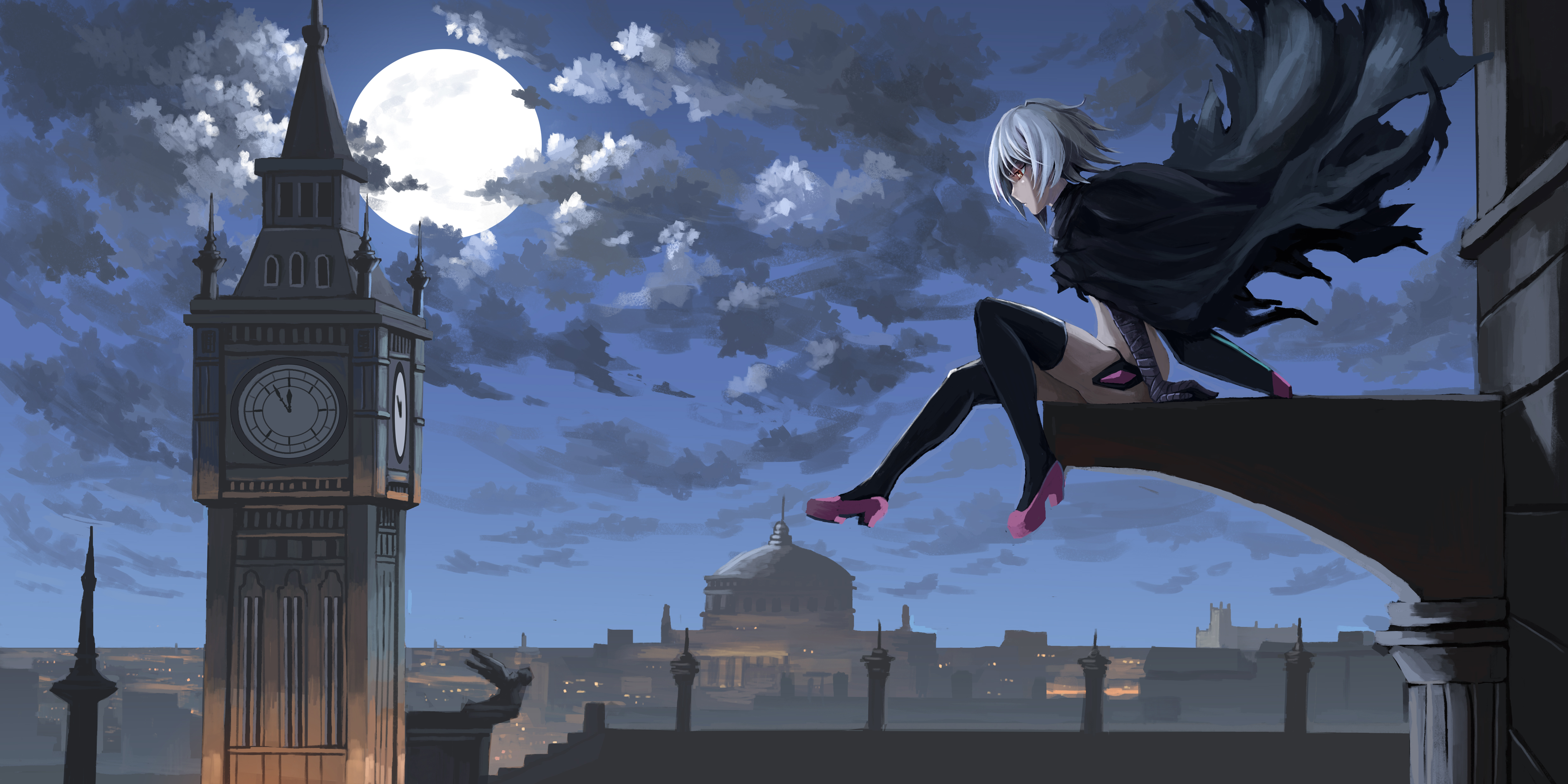 Anime 4961x2480 Fate/Apocrypha  Assassin of Black Jack the Ripper (Fate/Apocrypha) Fate series Big Ben London night