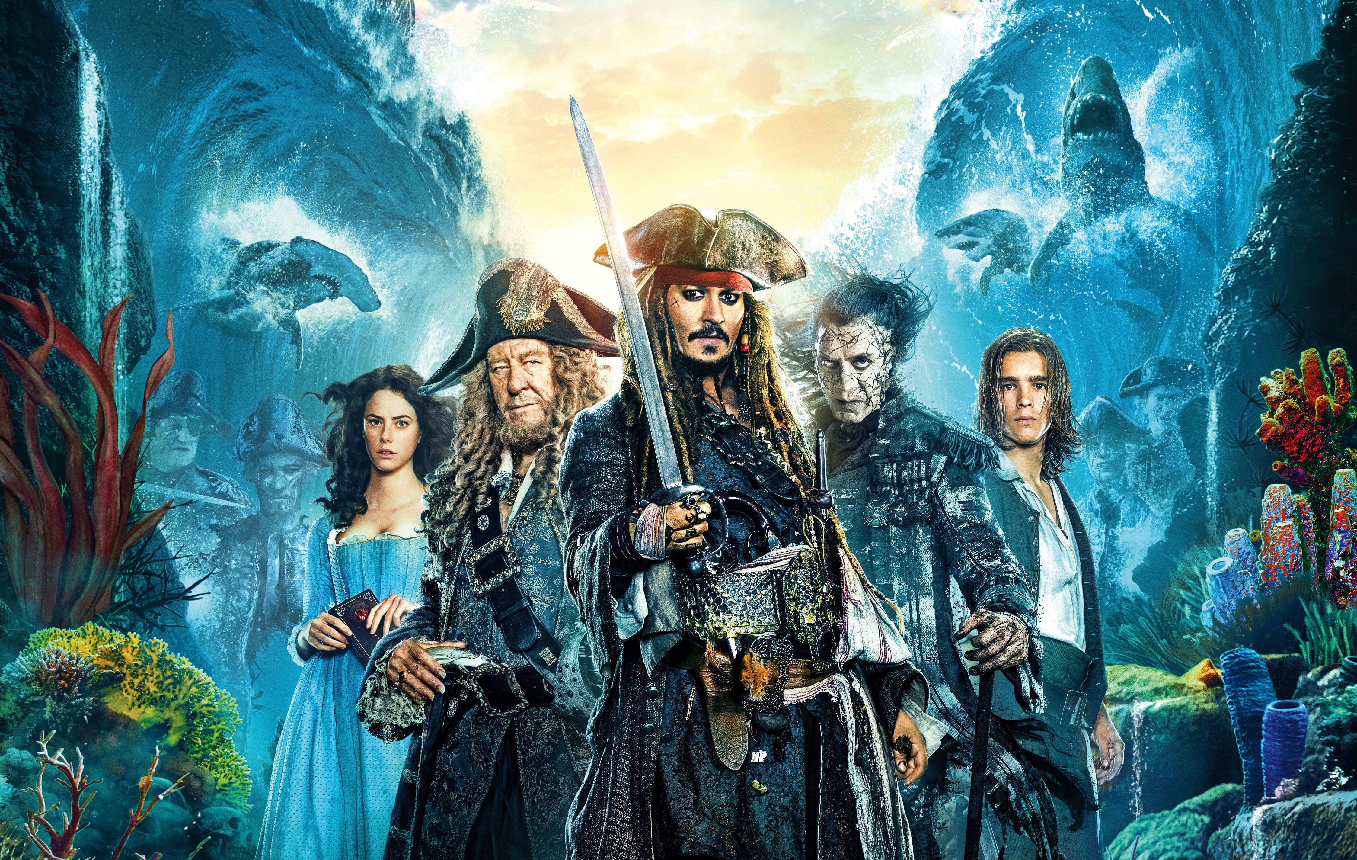 People 4496x2848 Pirates of the Caribbean: Dead Men Tell No Tales Pirates of the Caribbean movies Hector Barbossa Jack Sparrow Johnny Depp Geoffrey Rush digital art