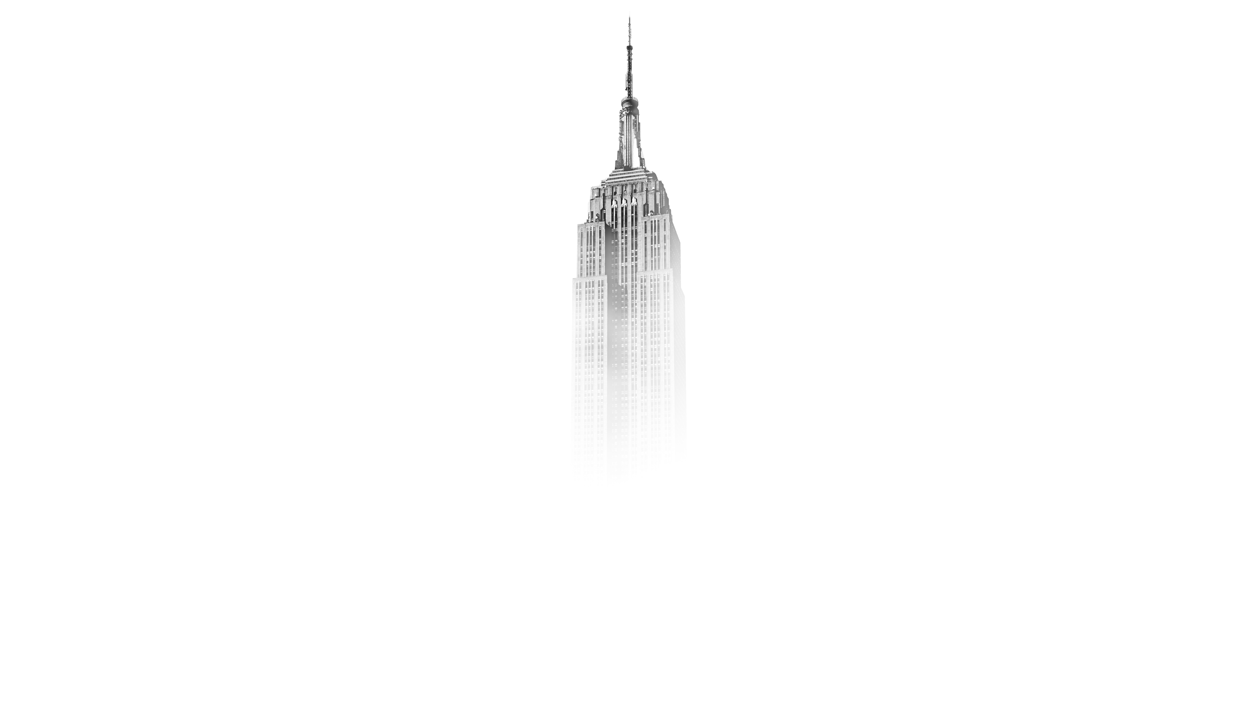 General 5120x2880 Empire State Building New York City white background gradient architecture skyscraper monochrome mist