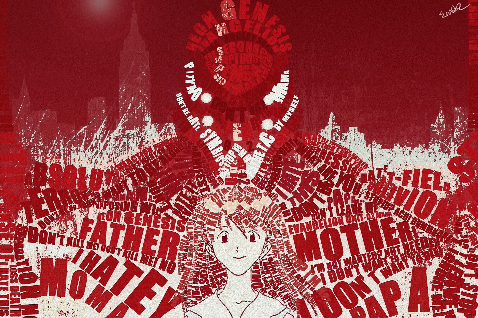 Anime 1920x1280 Neon Genesis Evangelion anime girls Asuka Langley Soryu EVA Unit 02 anime typography red background