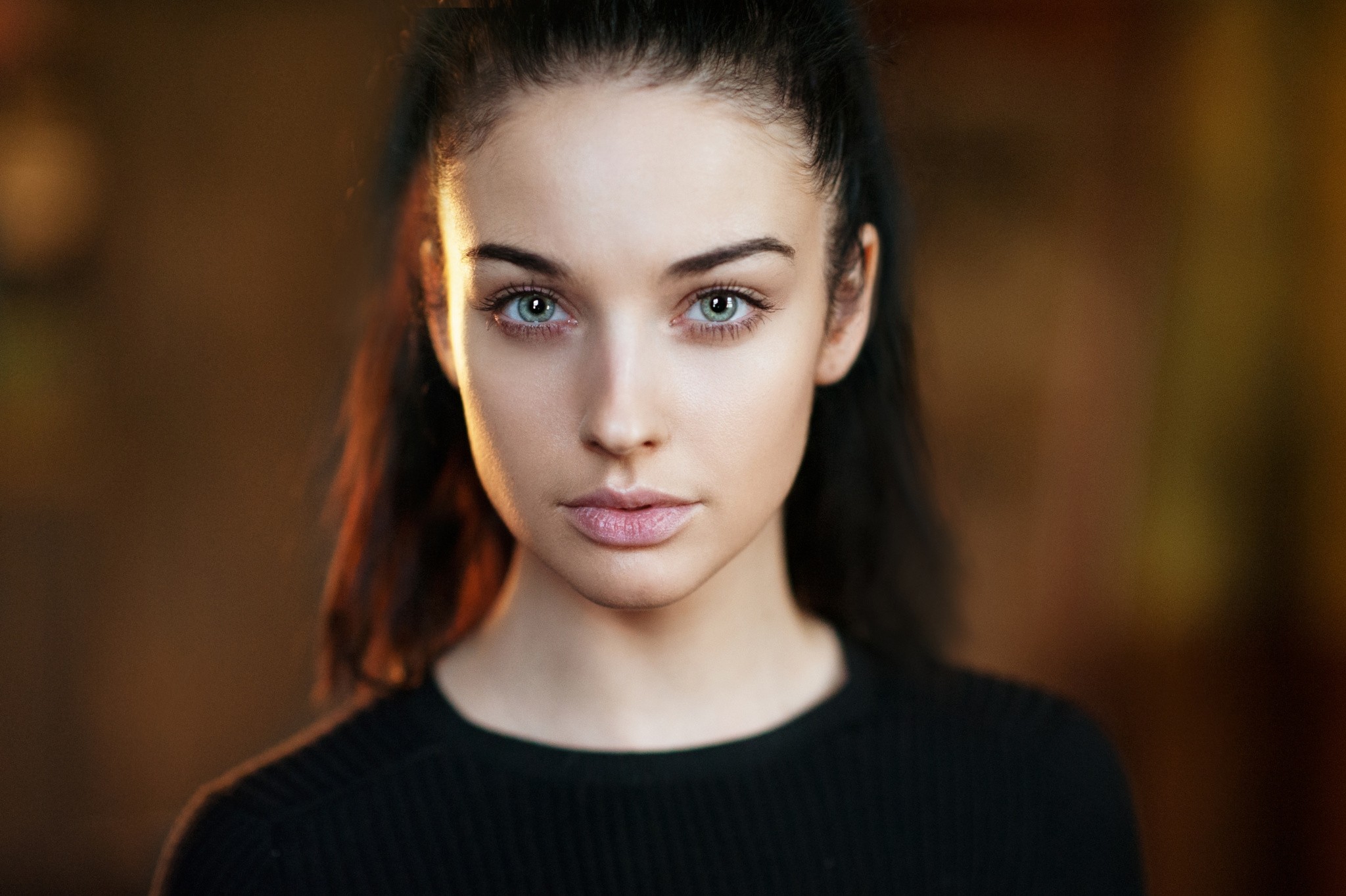 People 2048x1363 Alla Berger women Maxim Maximov face portrait depth of field green eyes