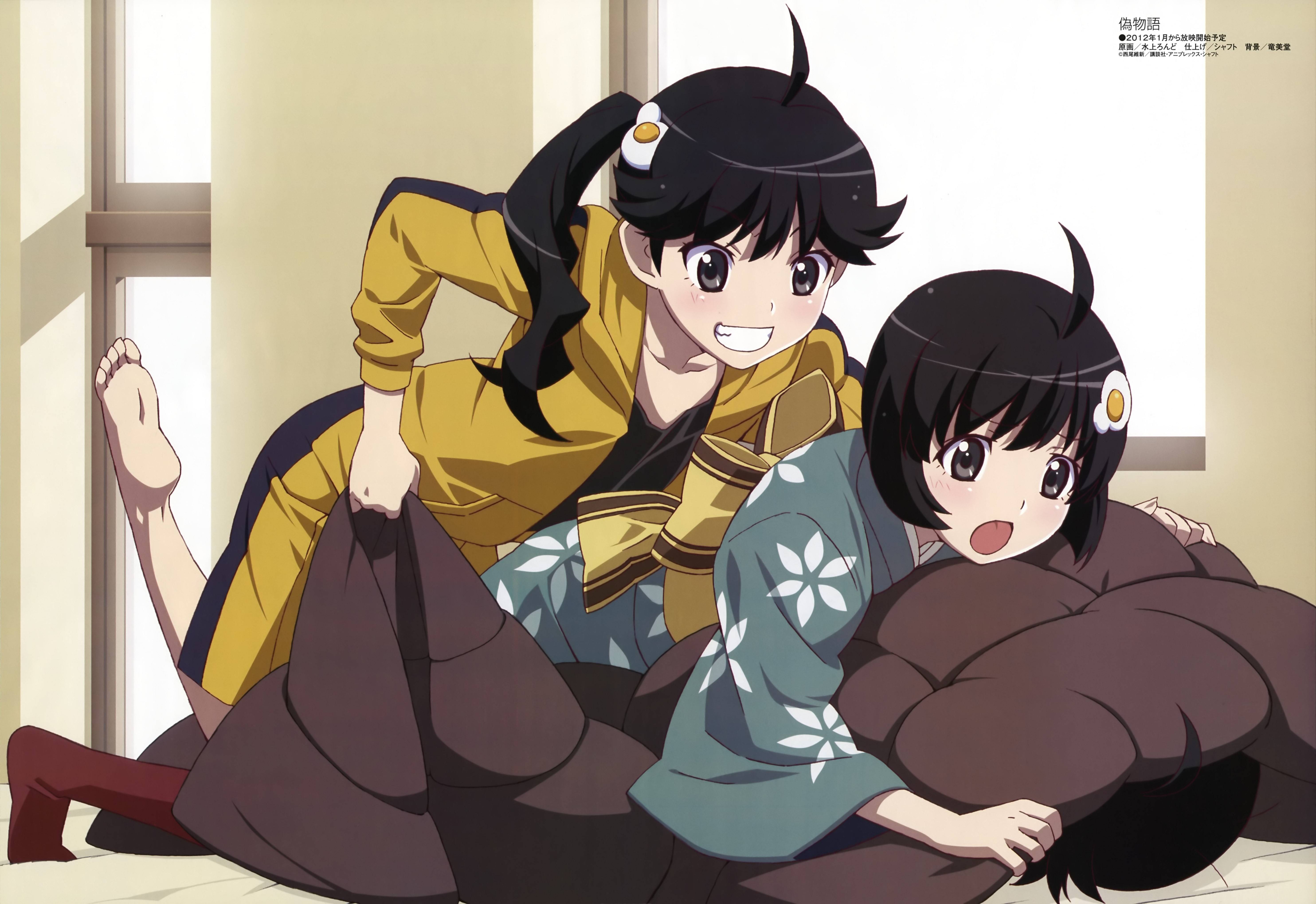 Anime 5936x4079 Monogatari Series Araragi Karen Araragi Tsukihi anime girls yukata