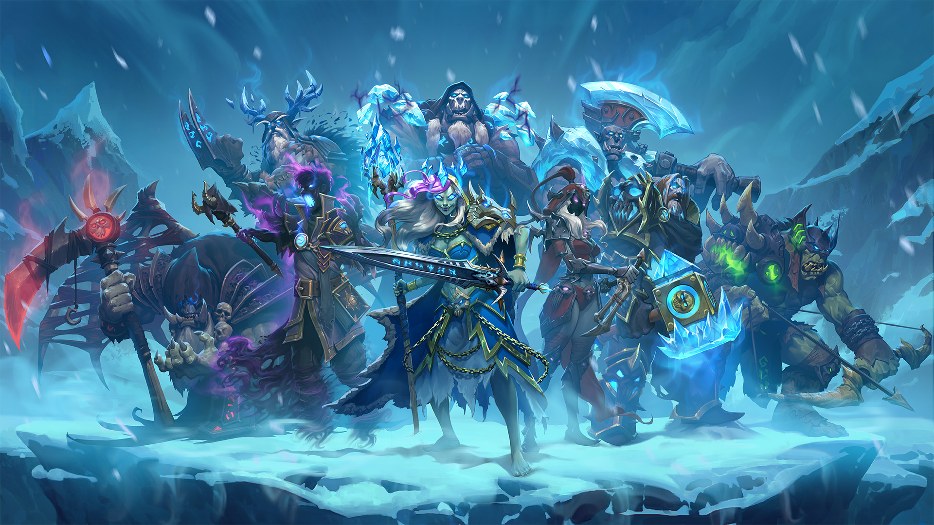 General 1920x1080 Hearthstone Knights of the frozen throne PC gaming video games fantasy girl sword cyan