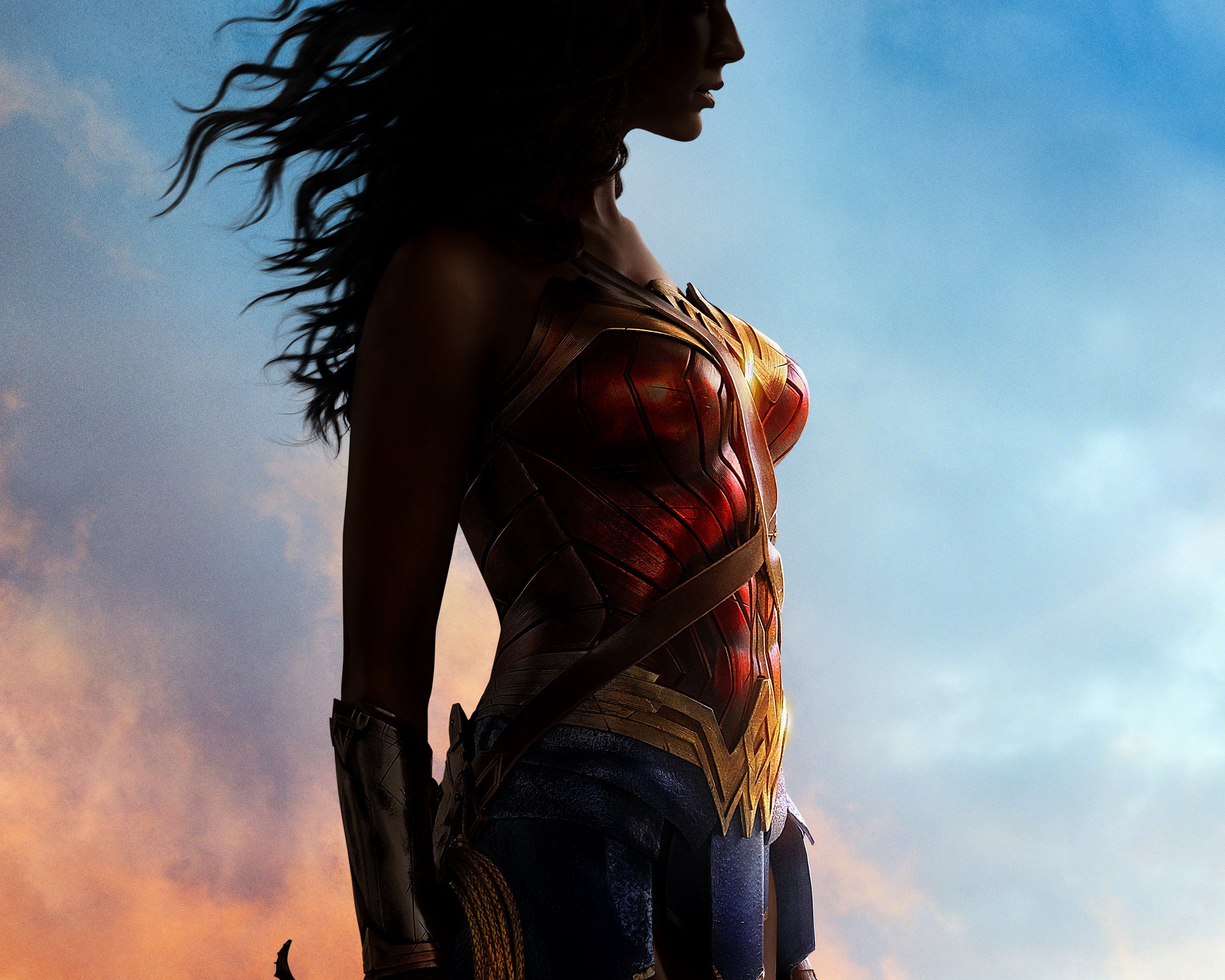 People 2560x2048 Wonder Woman superheroines Gal Gadot women DC Extended Universe movies long hair face profile costumes