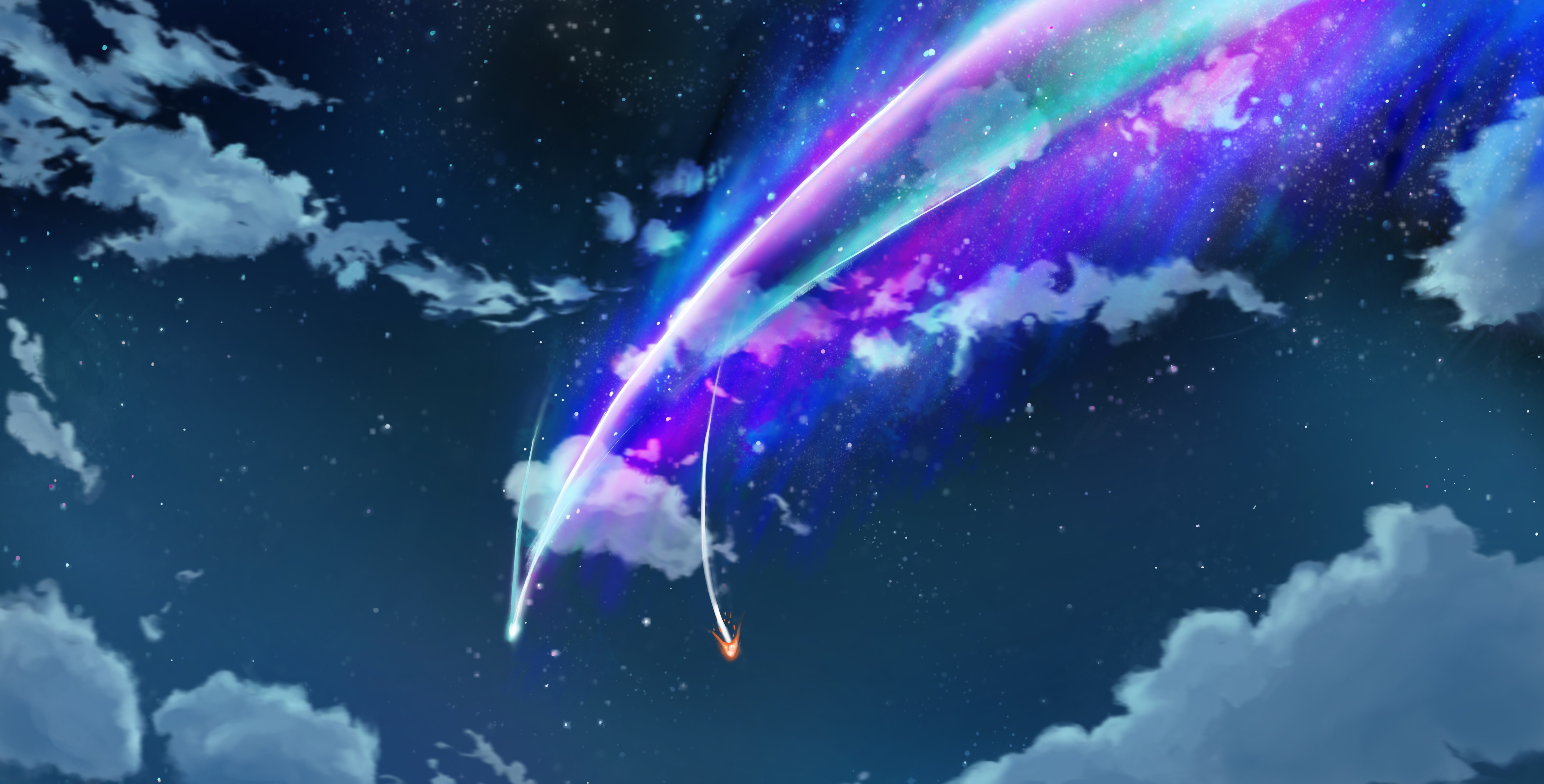 Anime 5906x3000 Kimi no Na Wa night clouds comet