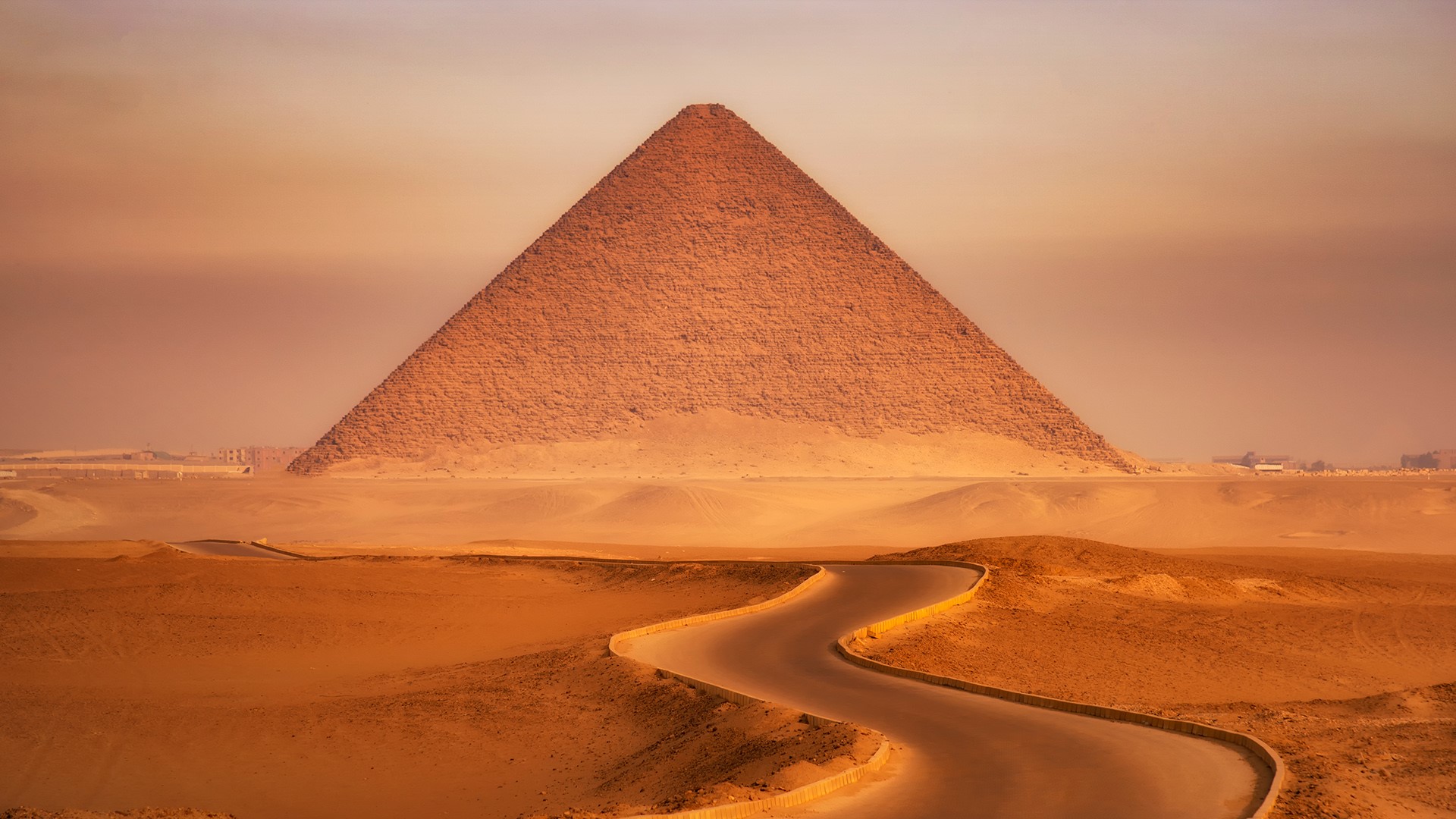 General 1920x1080 nature landscape pyramid sand desert clouds dunes road Cairo Egypt Pyramids of Giza history ancient landmark Africa