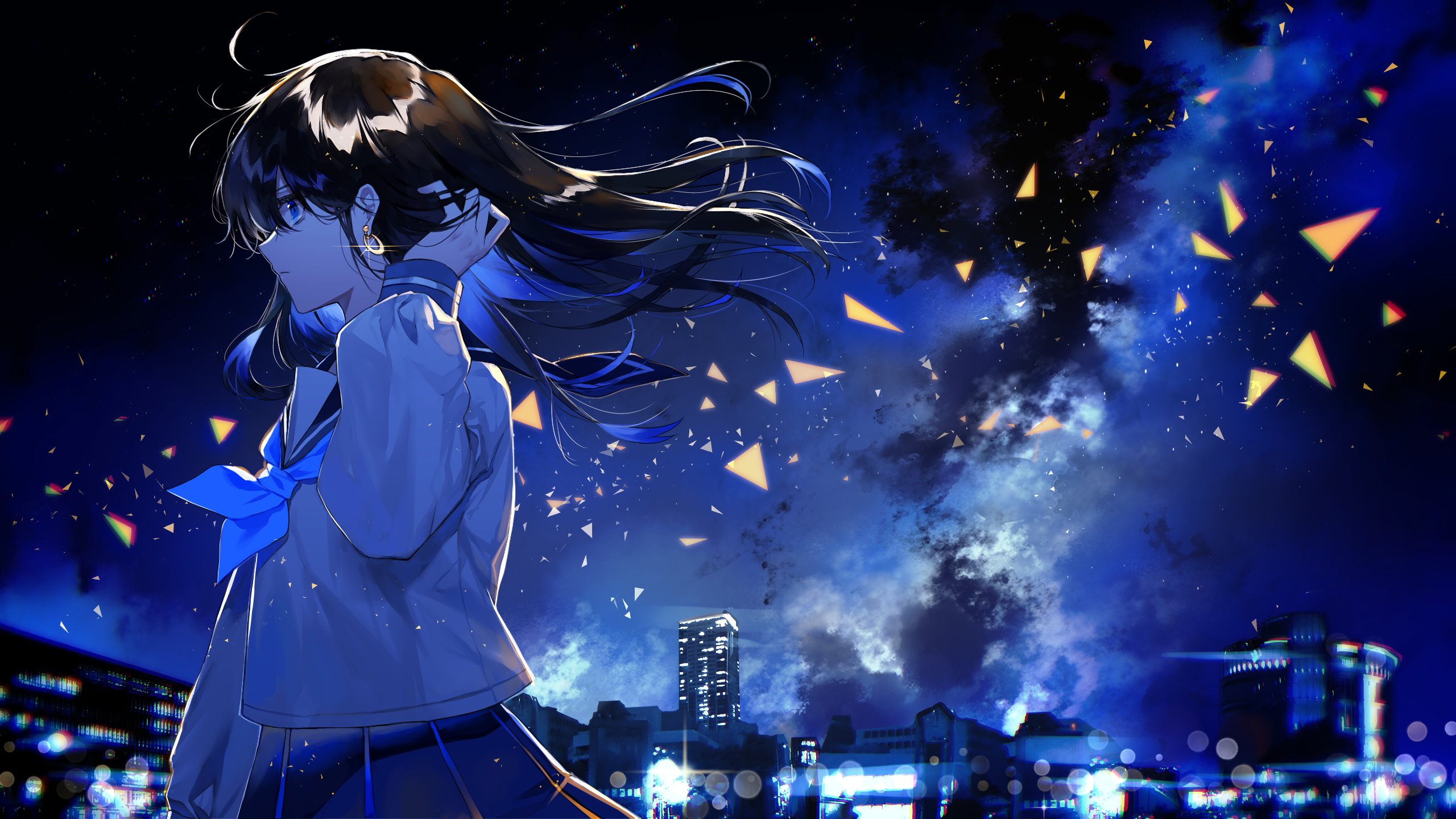 Anime 2560x1440 anime anime girls dark sky outdoors