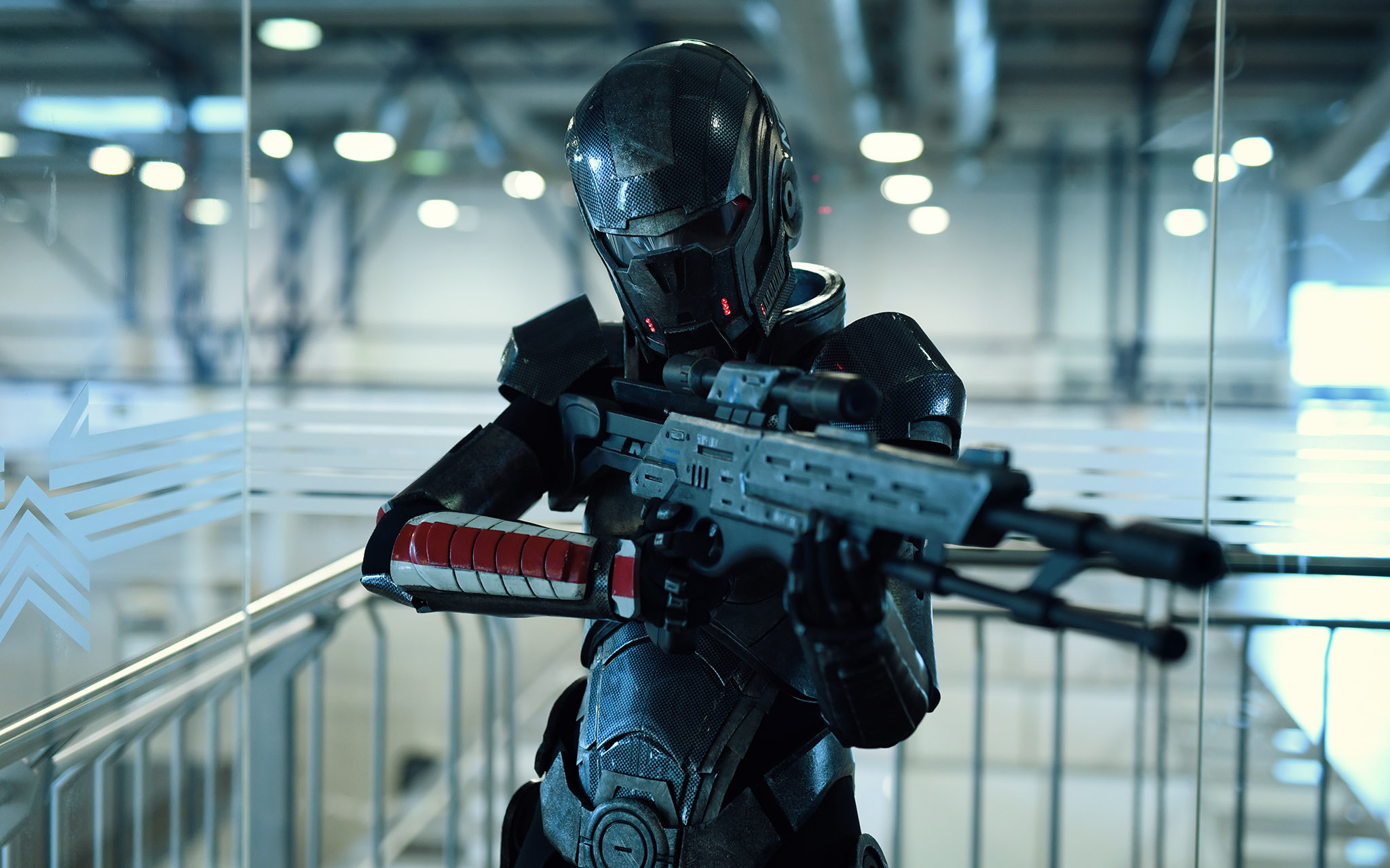 People 2048x1280 500px cosplay Mass Effect futuristic costumes gun N7