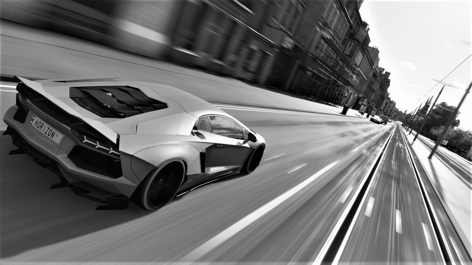 General 1920x1080 Lamborghini Aventador Forza Forza Horizon 4 Lamborghini car video games PlaygroundGames monochrome italian cars Volkswagen Group
