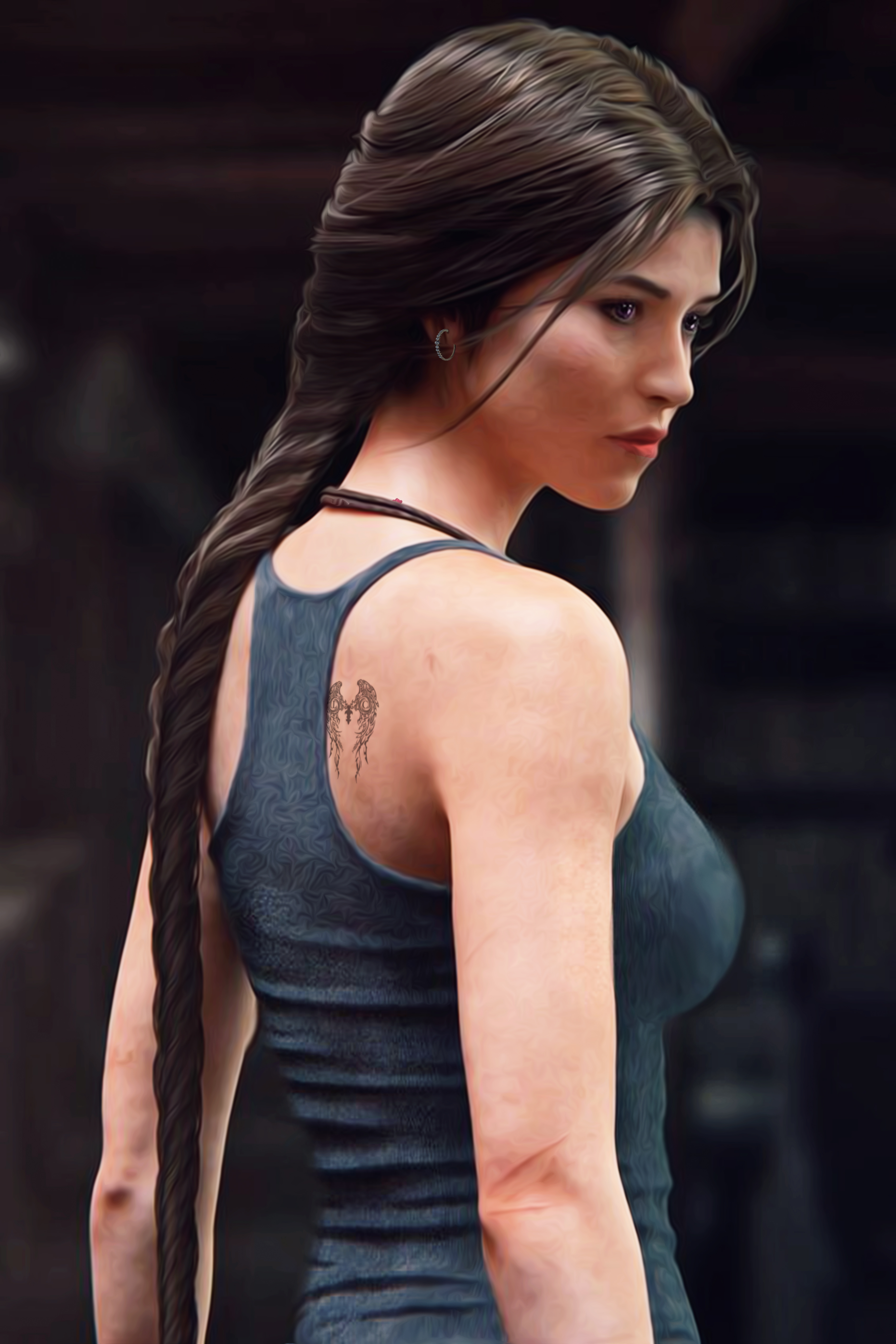 General 3400x5100 tattoo skinny long hair purple eyes Tomb Raider Shadow of the Tomb Raider Lara Croft (Tomb Raider) video game girls video game characters