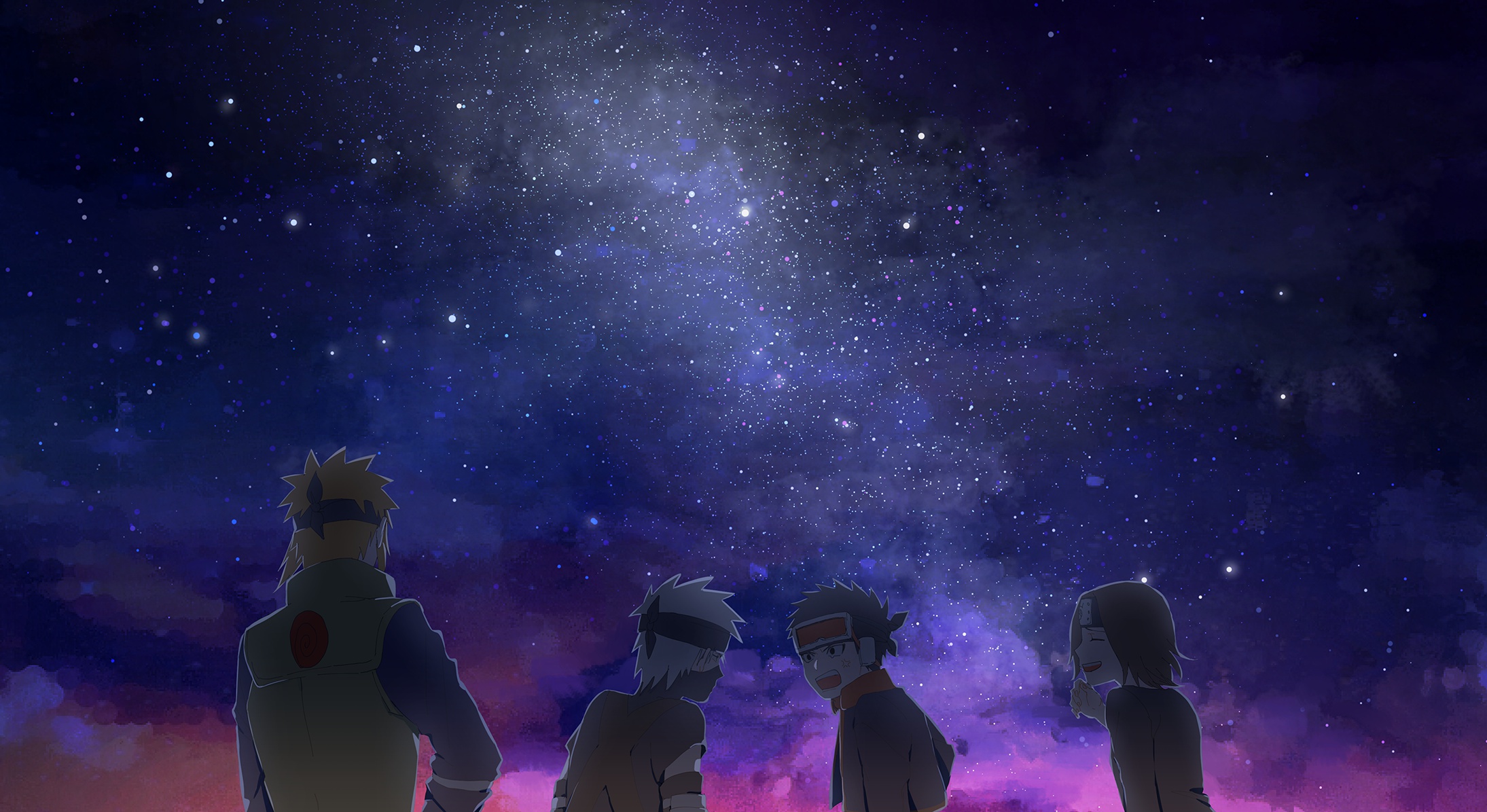 Anime 2189x1196 anime night sky stars low-angle