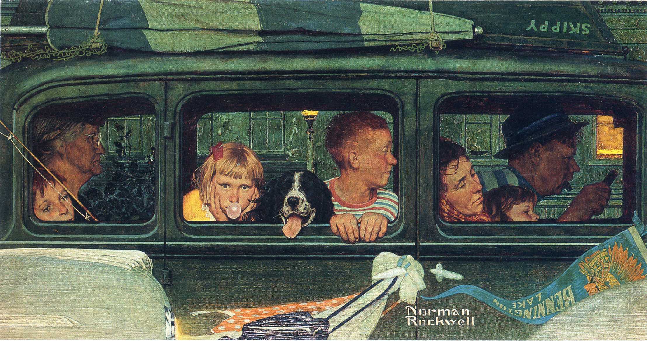 General 2215x1167 artwork car vehicle Norman Rockwell driving family