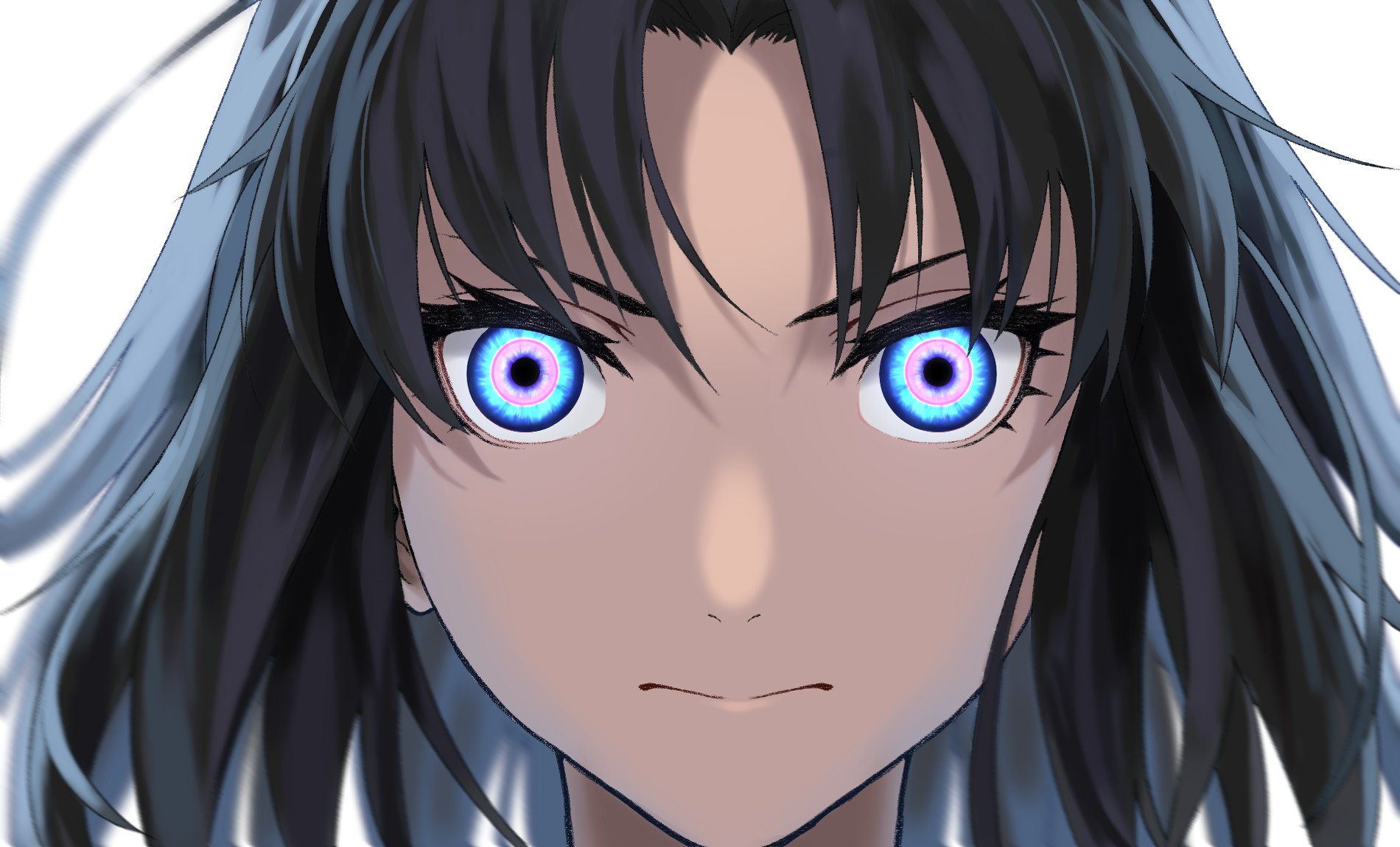 Anime 1900x1150 Kara no Kyoukai Ryougi Shiki anime girls anime black hair blue eyes mystic eyes