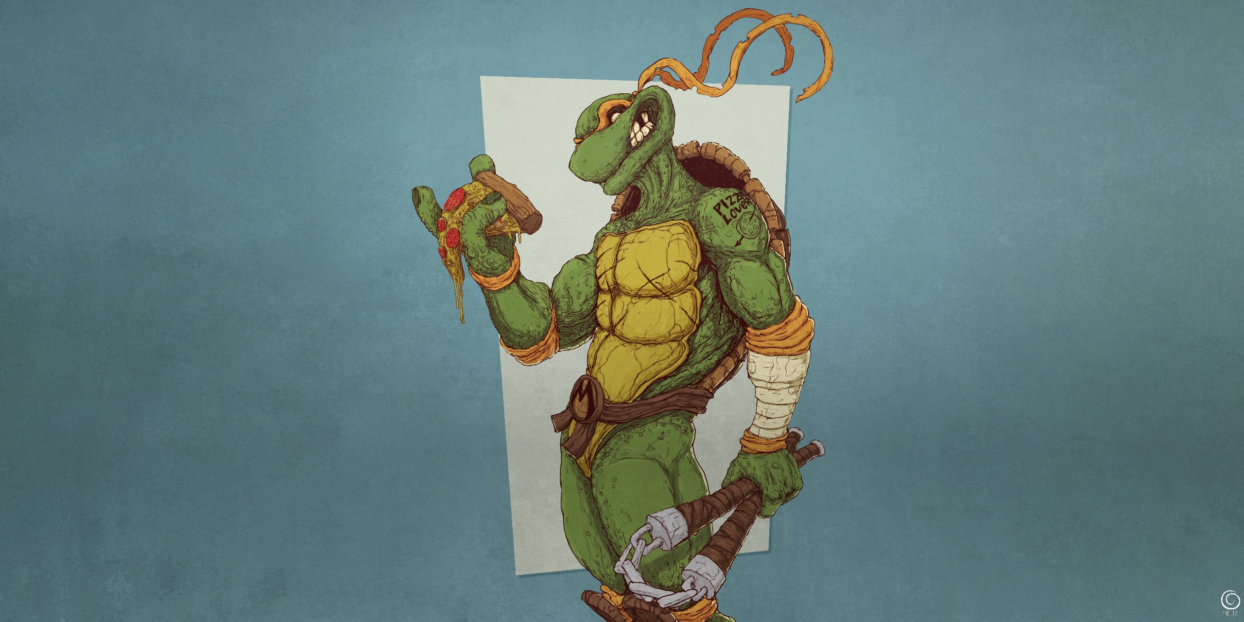 General 2560x1280 artwork food pizza Teenage Mutant Ninja Turtles