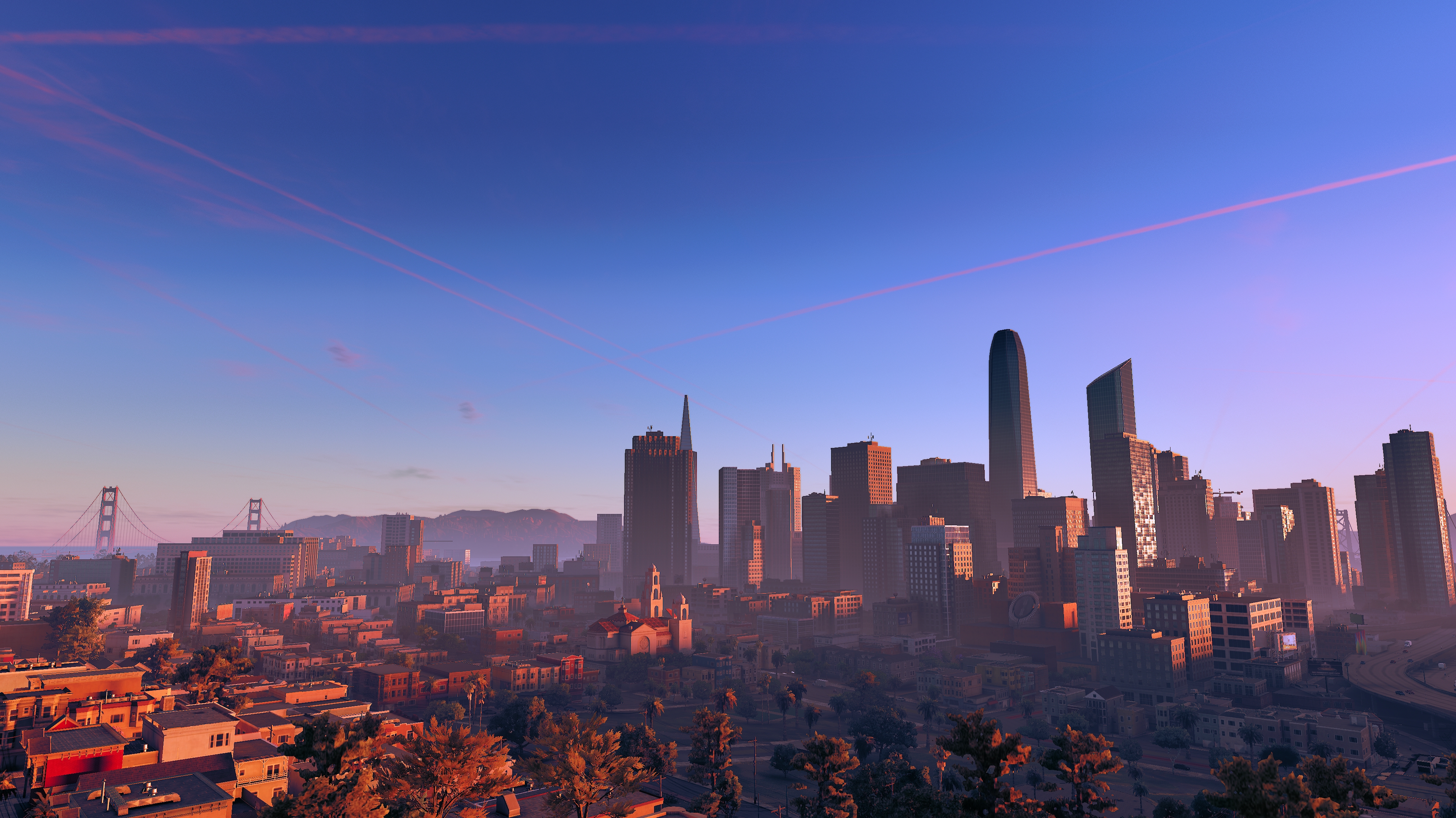 General 3840x2160 city landscape San Francisco building structure morning sky trees screen shot